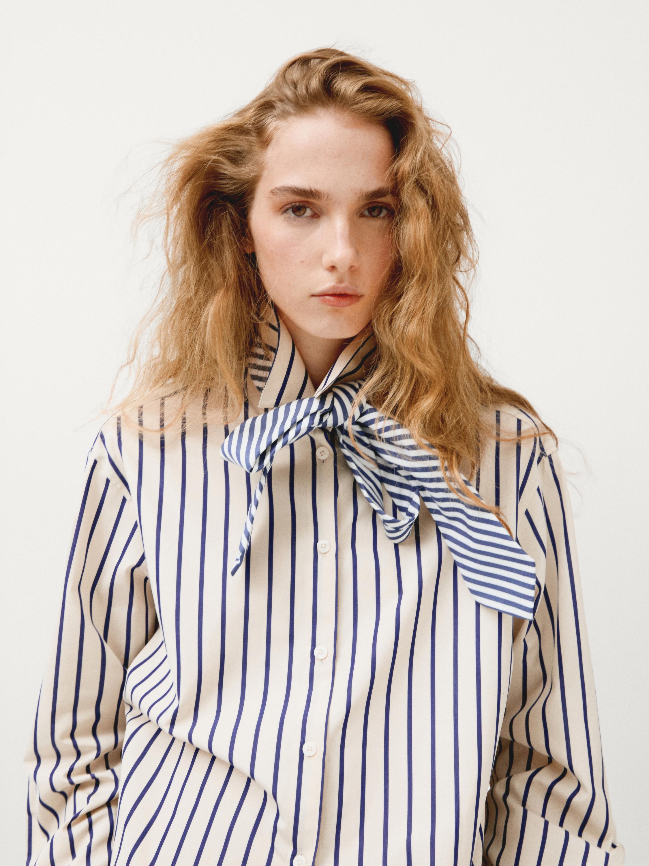 100% cotton striped shirt — Vanilla