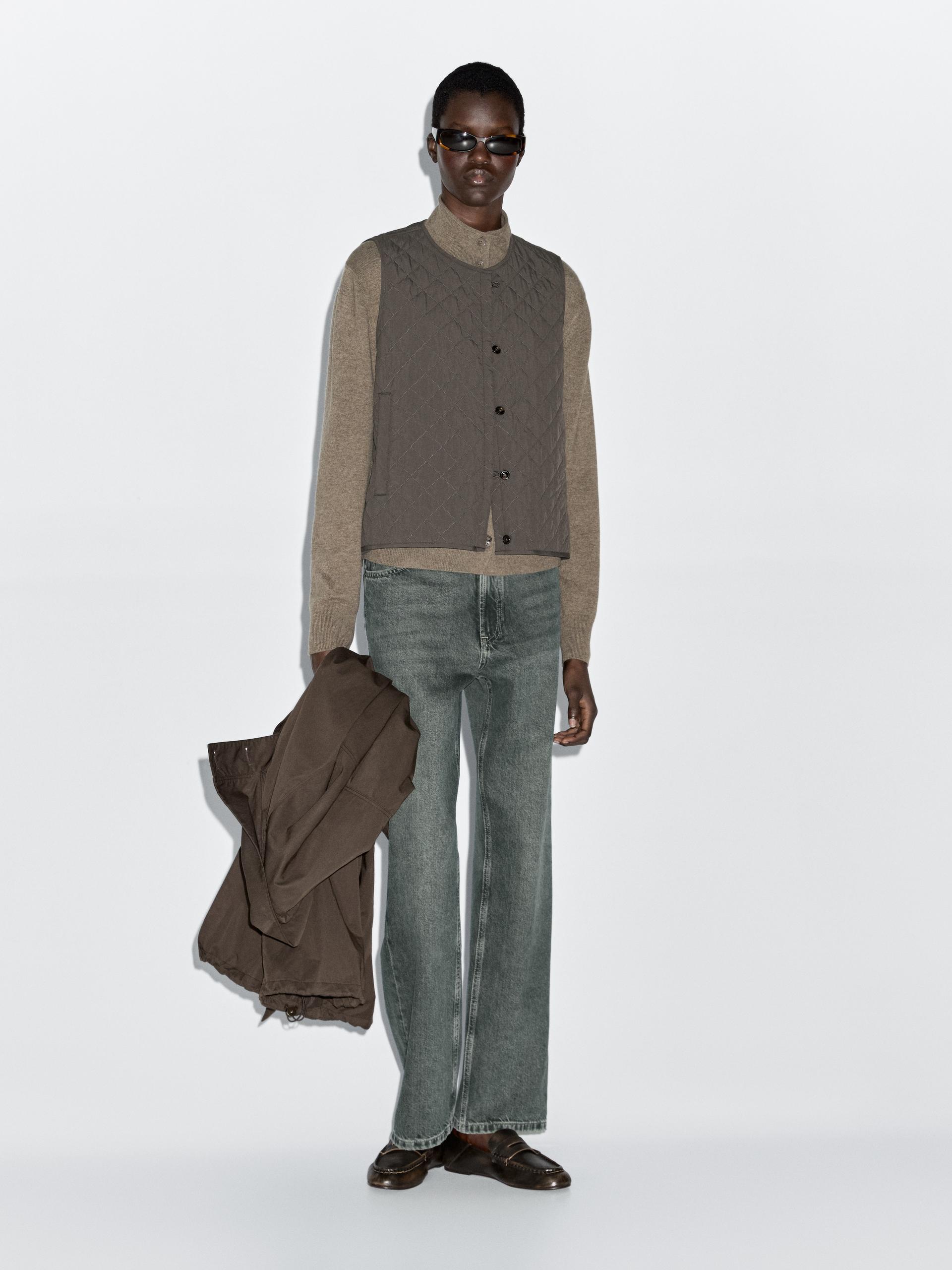 Parka Comprida Abalonada Em Tecido Técnico - Castanho - S - Massimo Dutti - Mulher