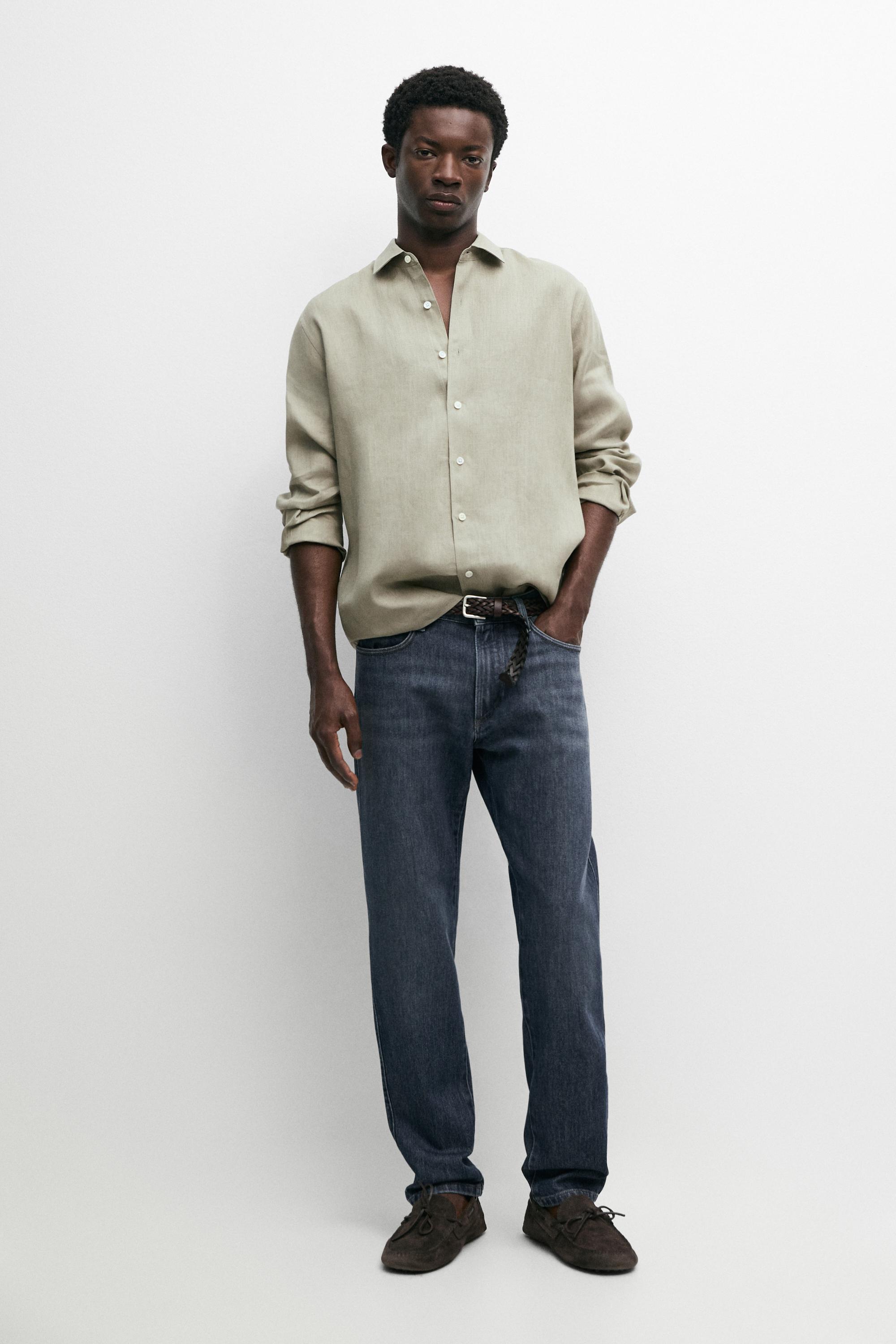 Enzymatic tapered fit jeans — DEEP BLUE