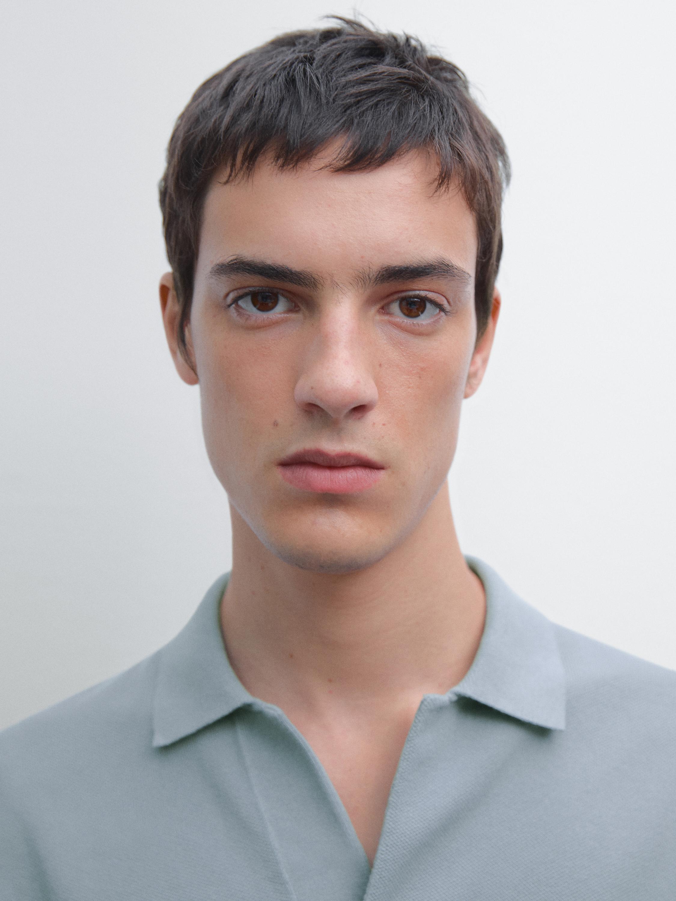 Knit V-neck polo shirt