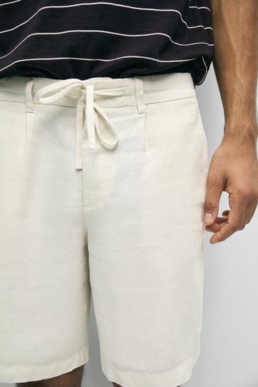 100% linen short Bermuda shorts — SAND 8