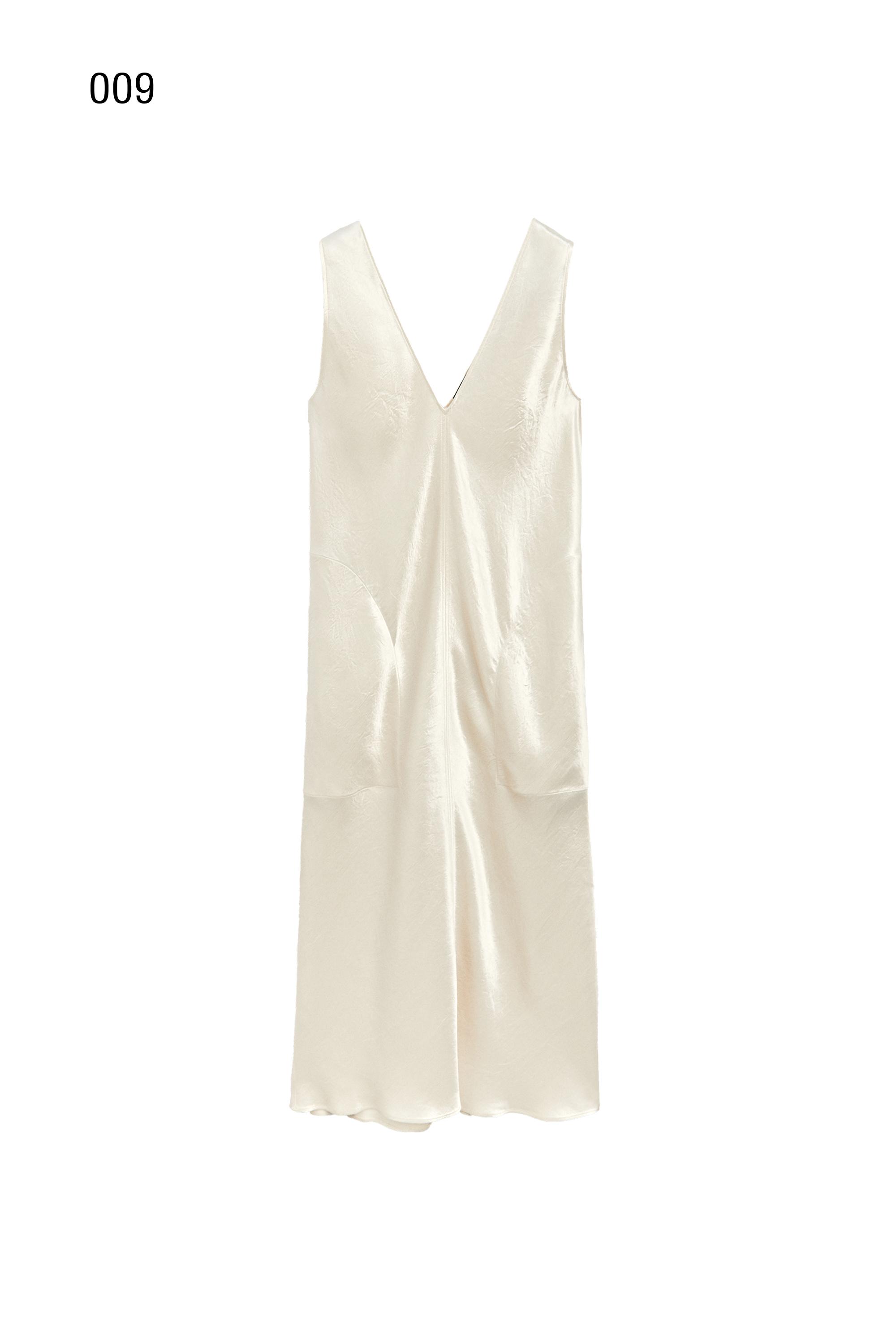 Satin midi slip dress — CREAM