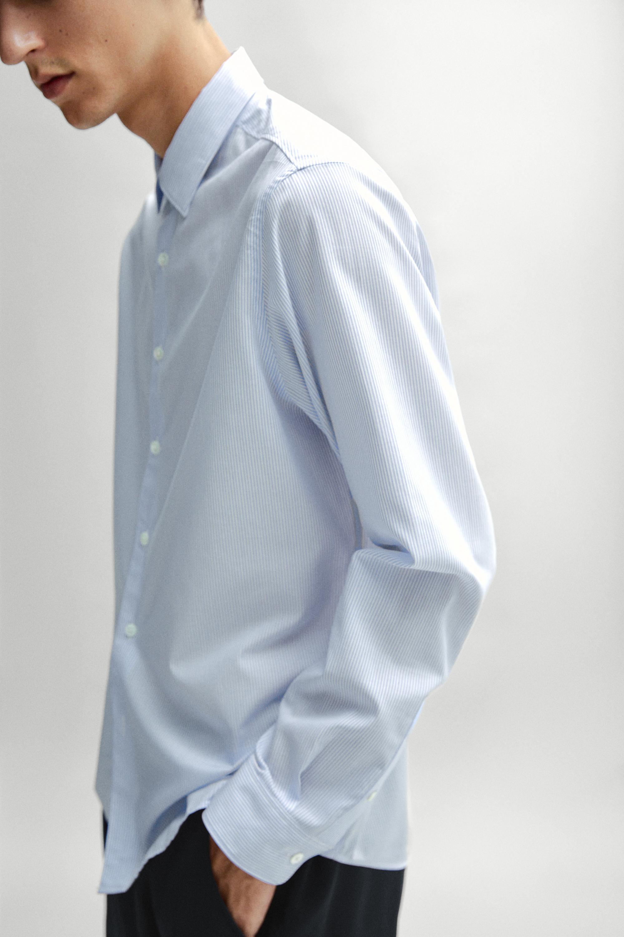 Striped regular fit shirt — SKY BLUE