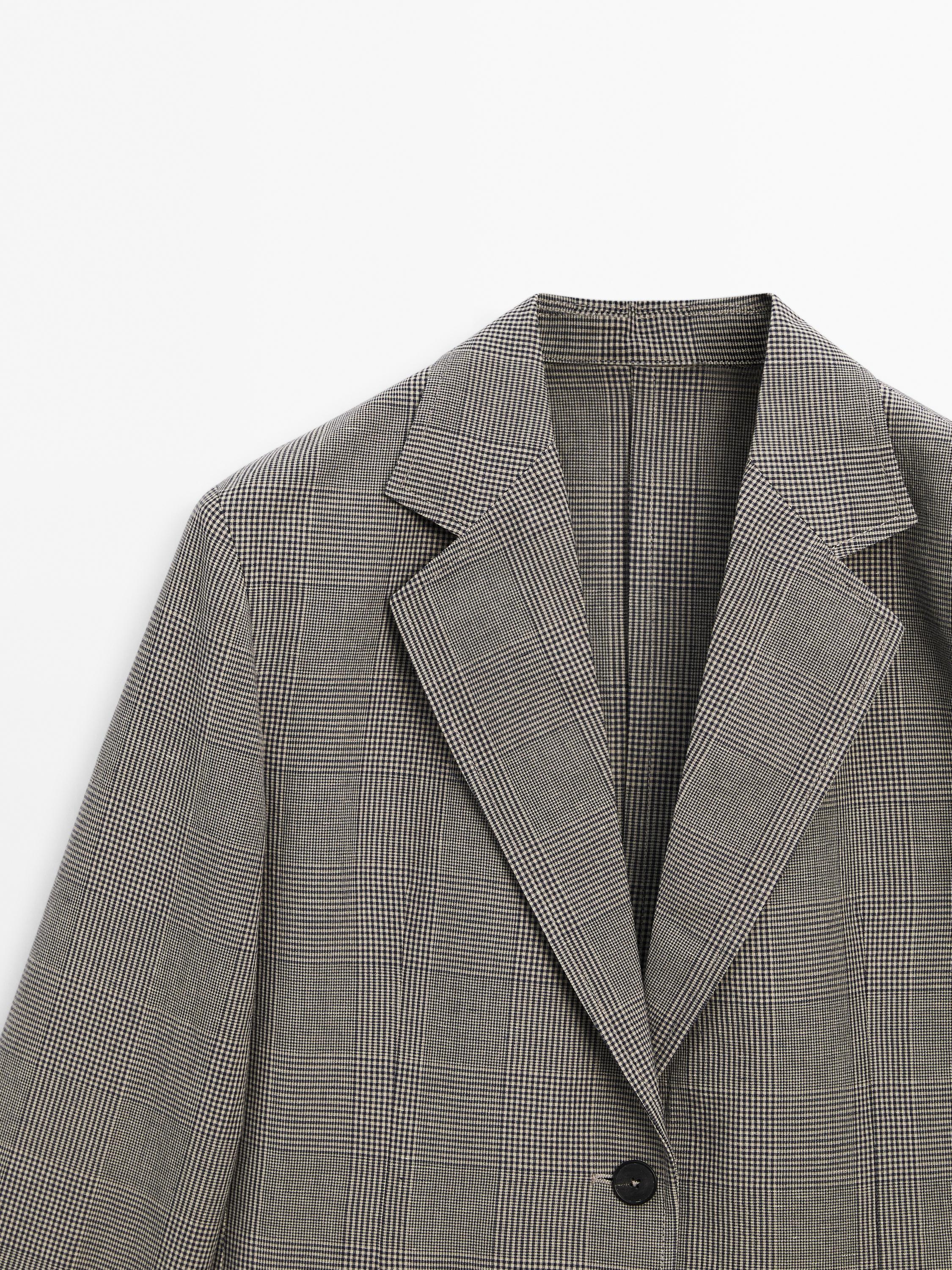 Check cotton blend blazer