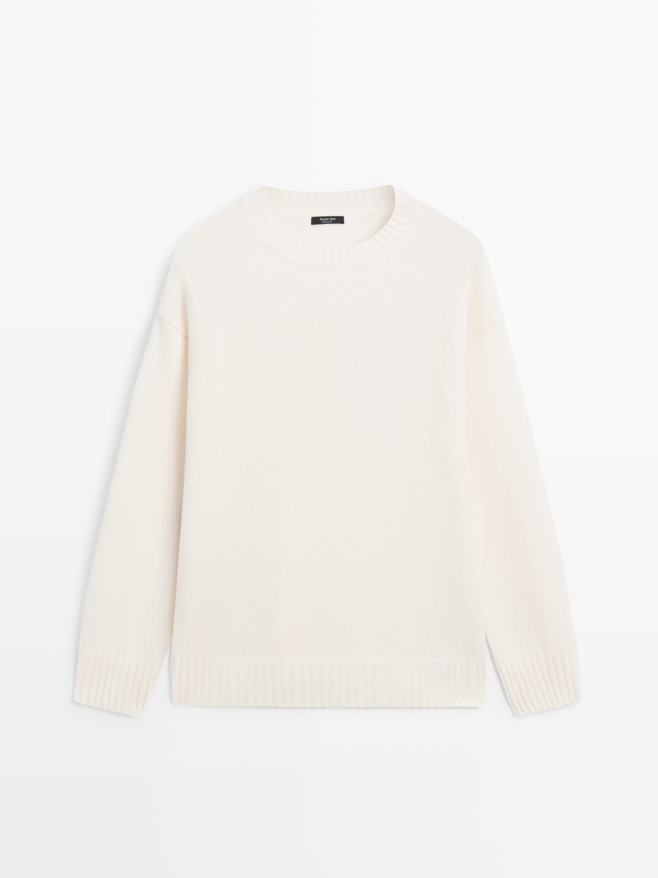 Wool blend crew neck sweater