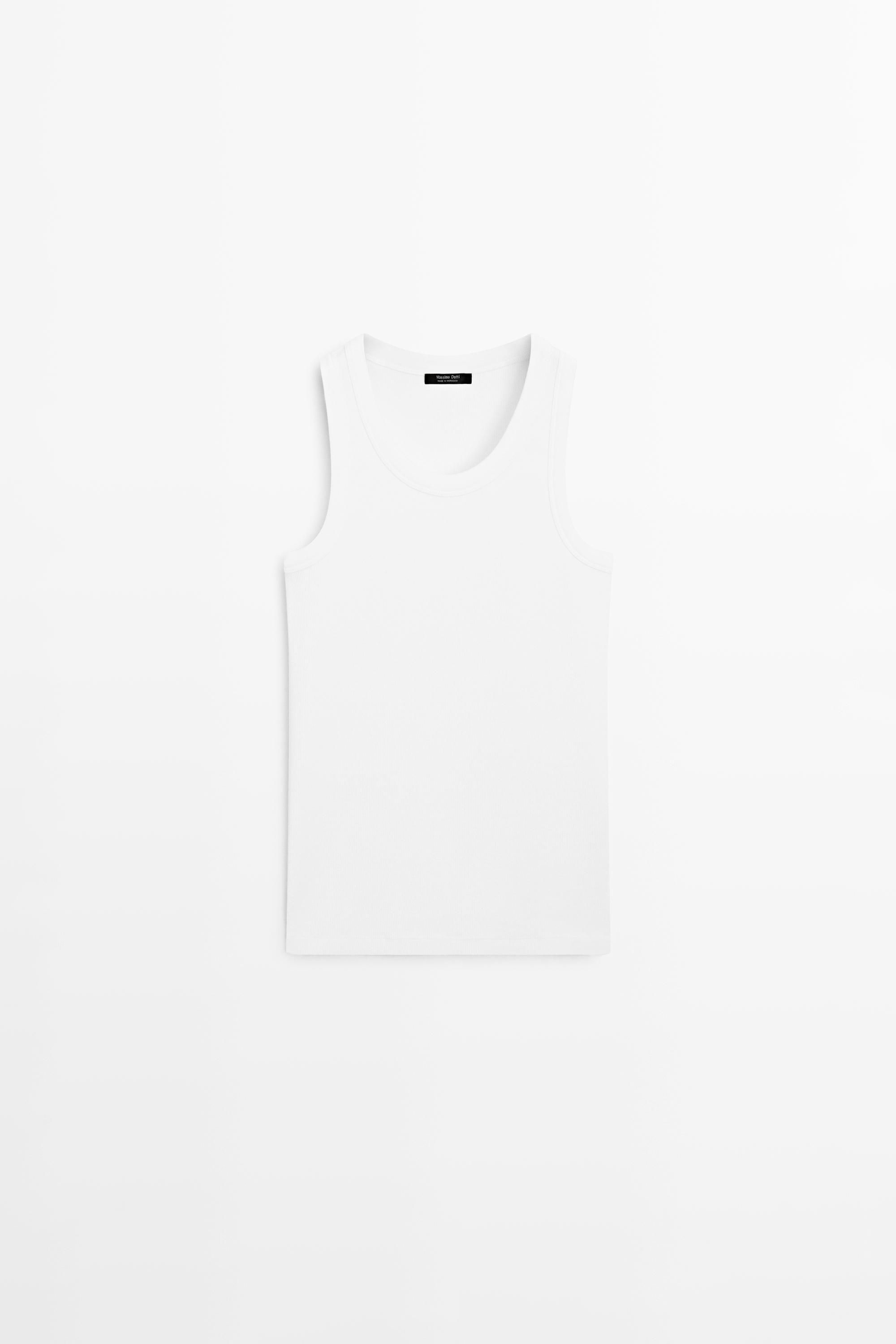 Cotton blend halter top — WHITE