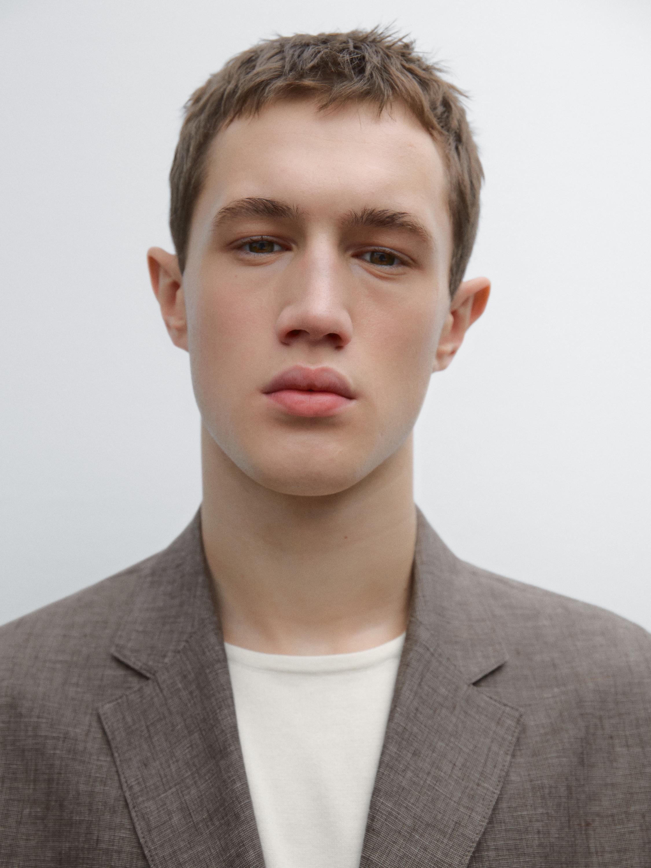 Textured linen blend blazer