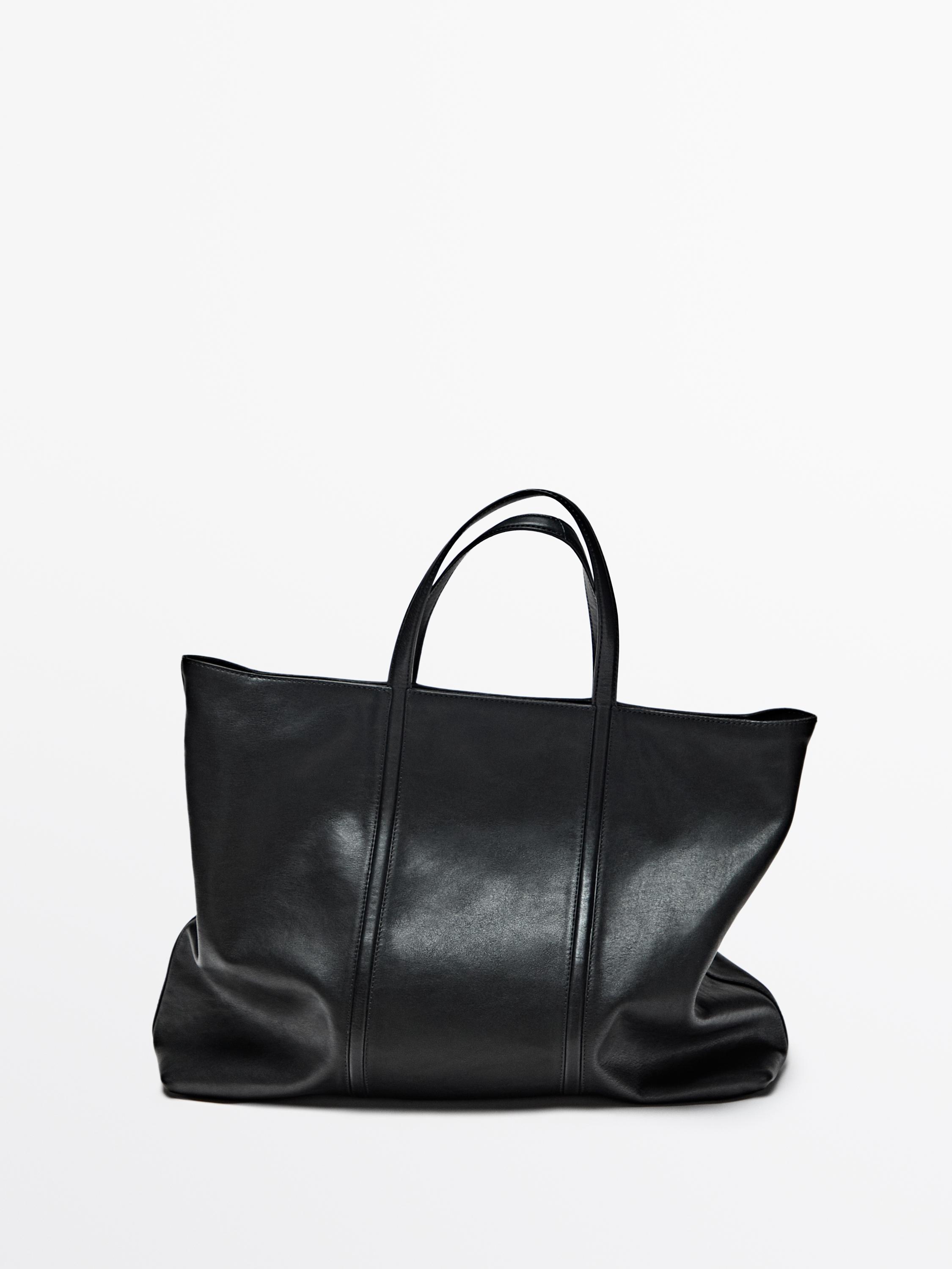 Nappa leather tote bag with zip