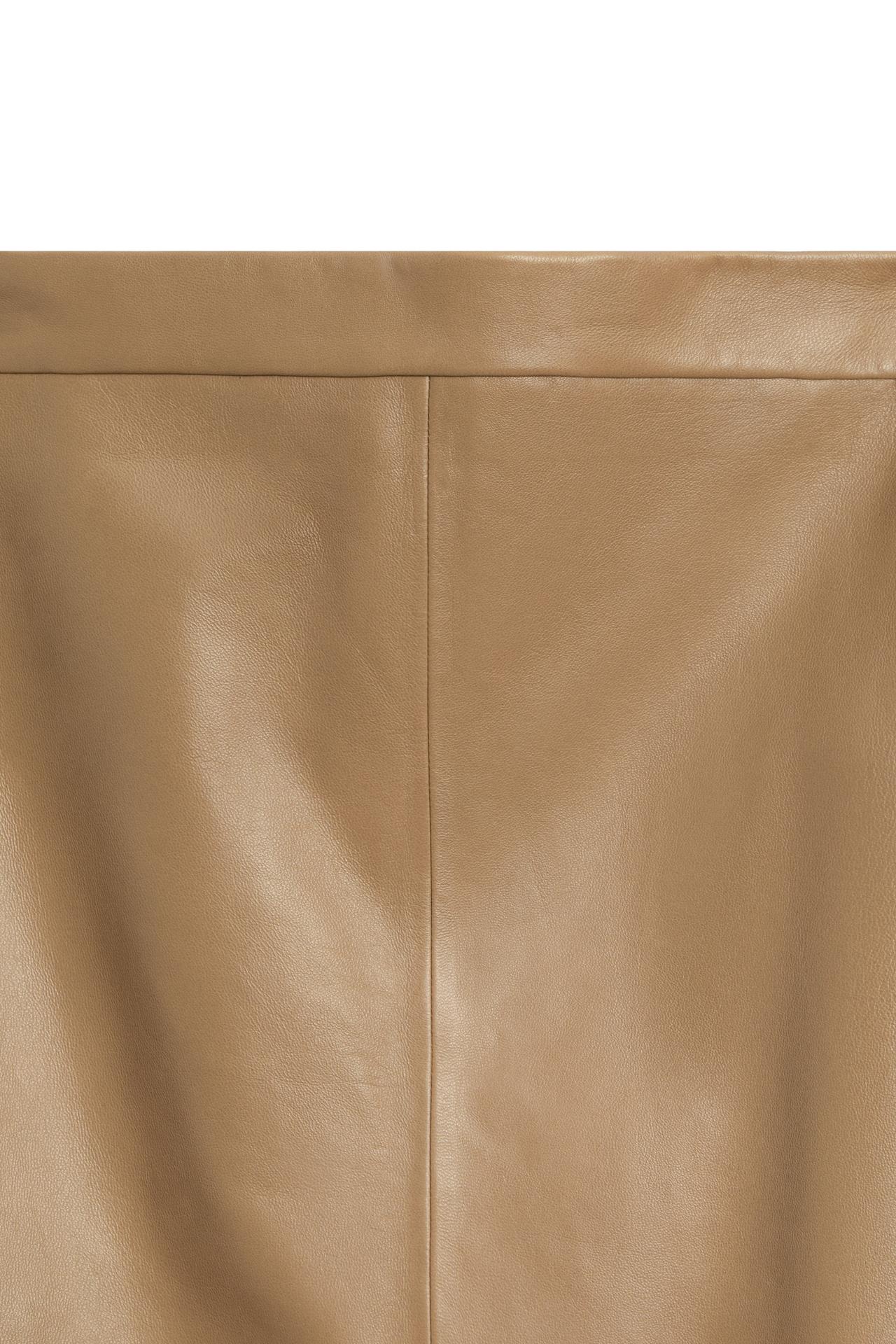Nappa leather midi skirt with seams - LIMITED EDITION — CAMEL