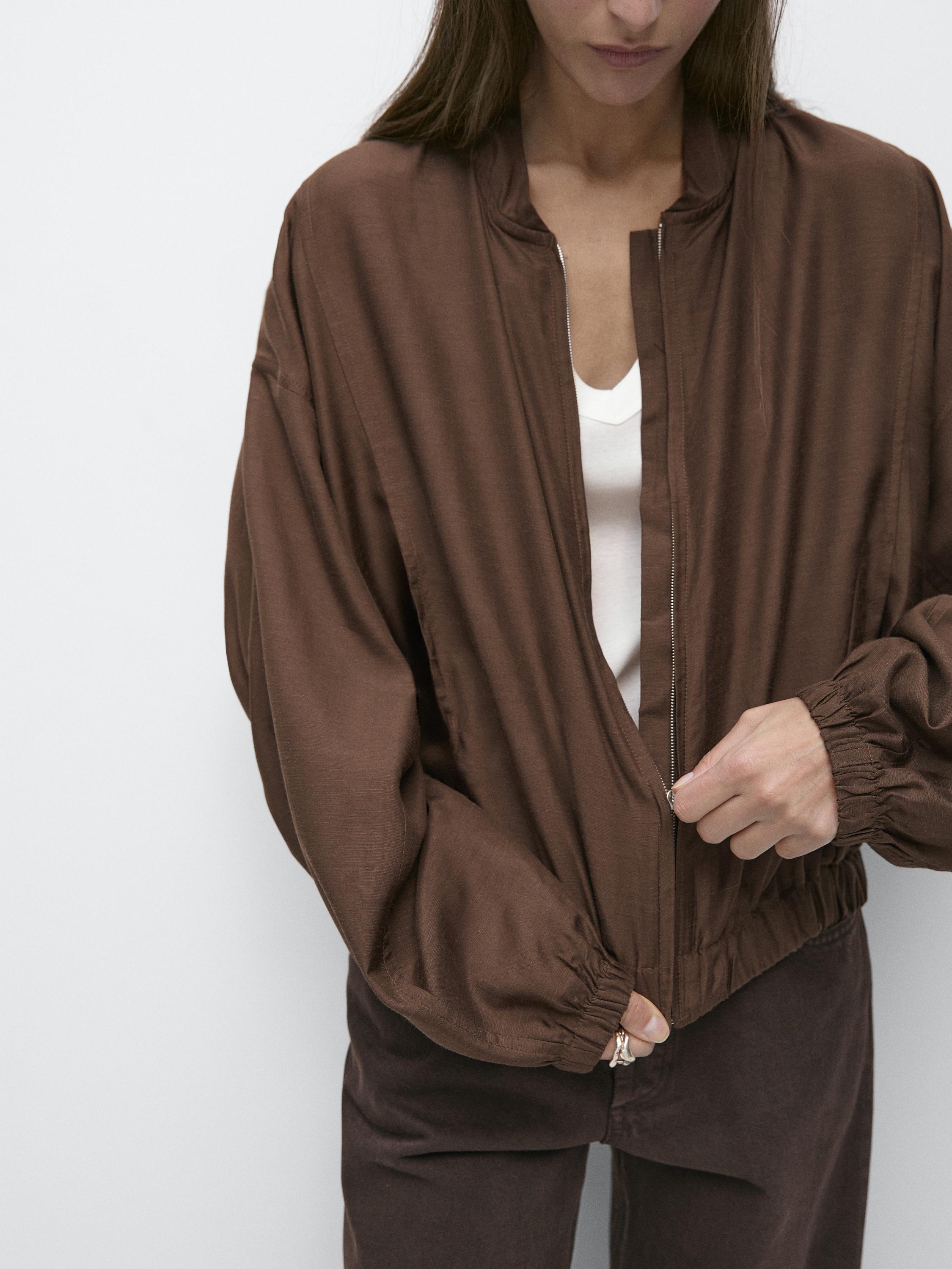 Flowing bomber jacket — BROWN