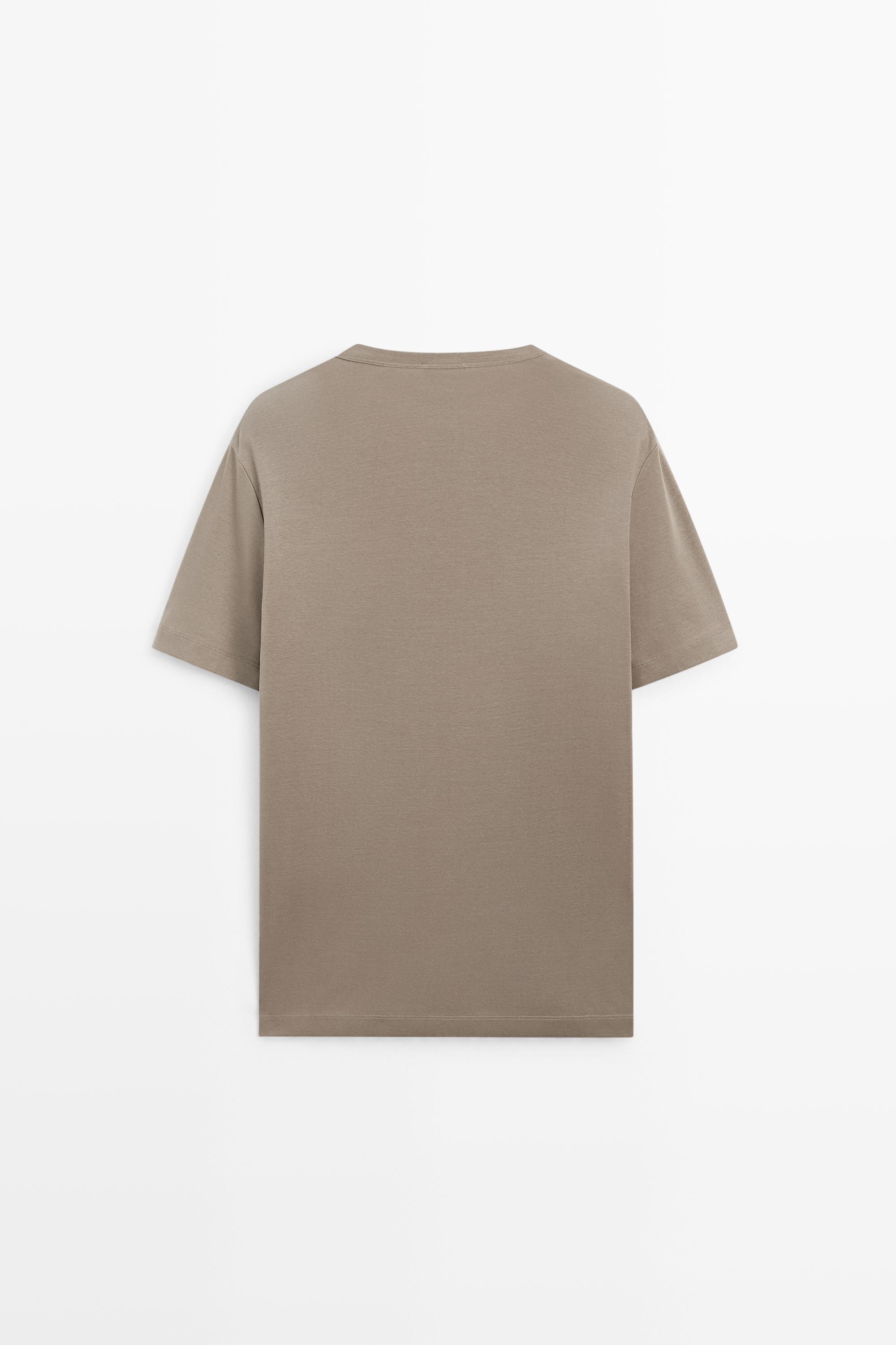 100% cotton henley T-shirt — BROWN