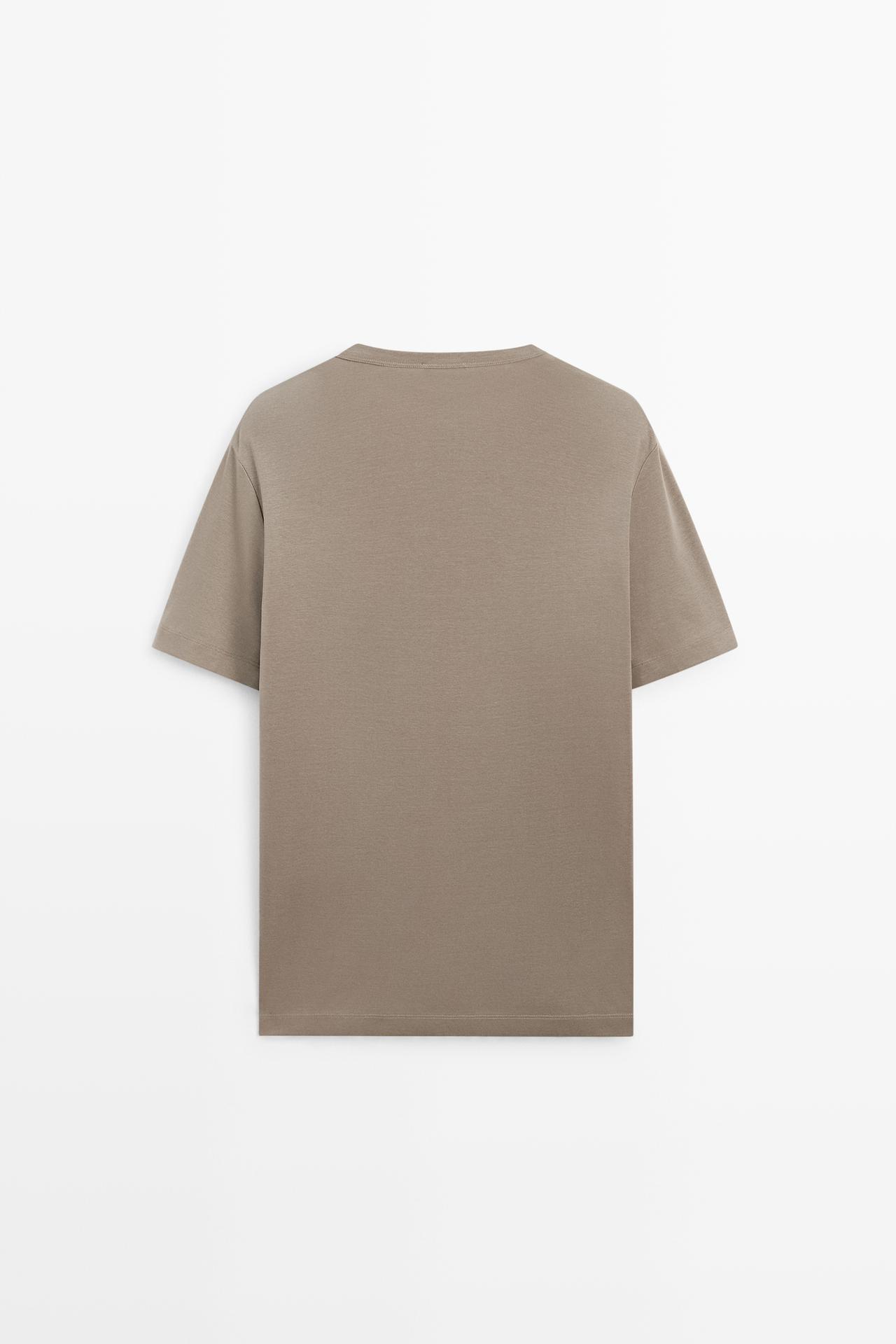 100% cotton henley T-shirt — BROWN