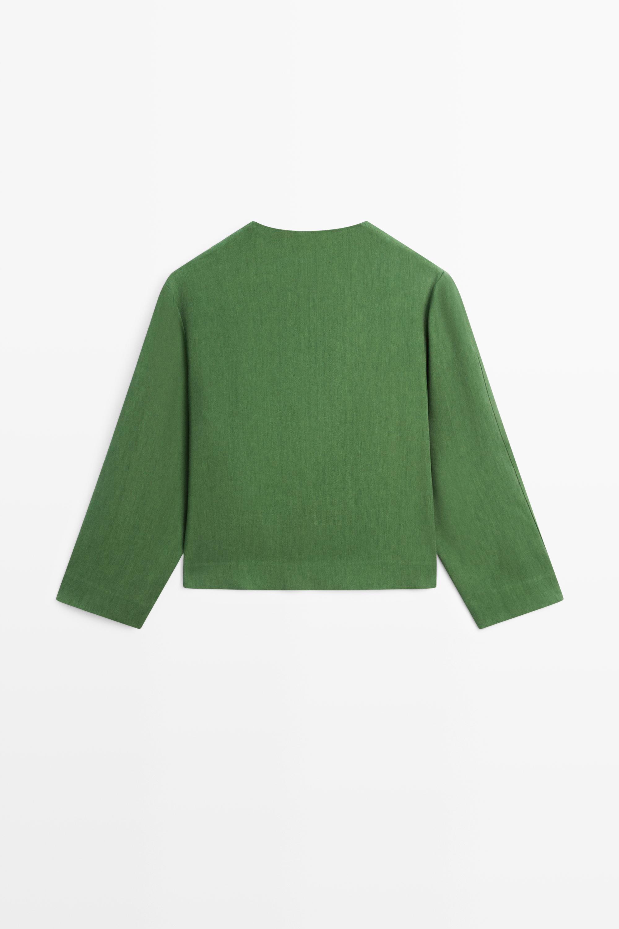 Total look flowing overshirt with button details — BLUISH GREEN