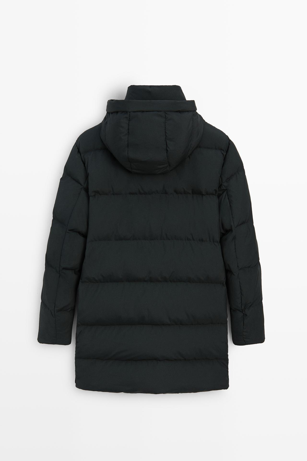 Long down jacket with hood — Blue