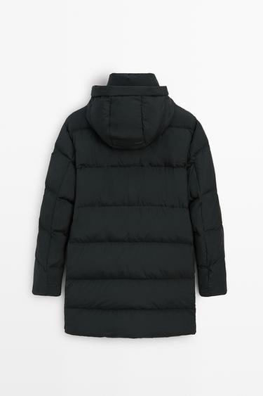 Long down jacket with hood — Blue 6