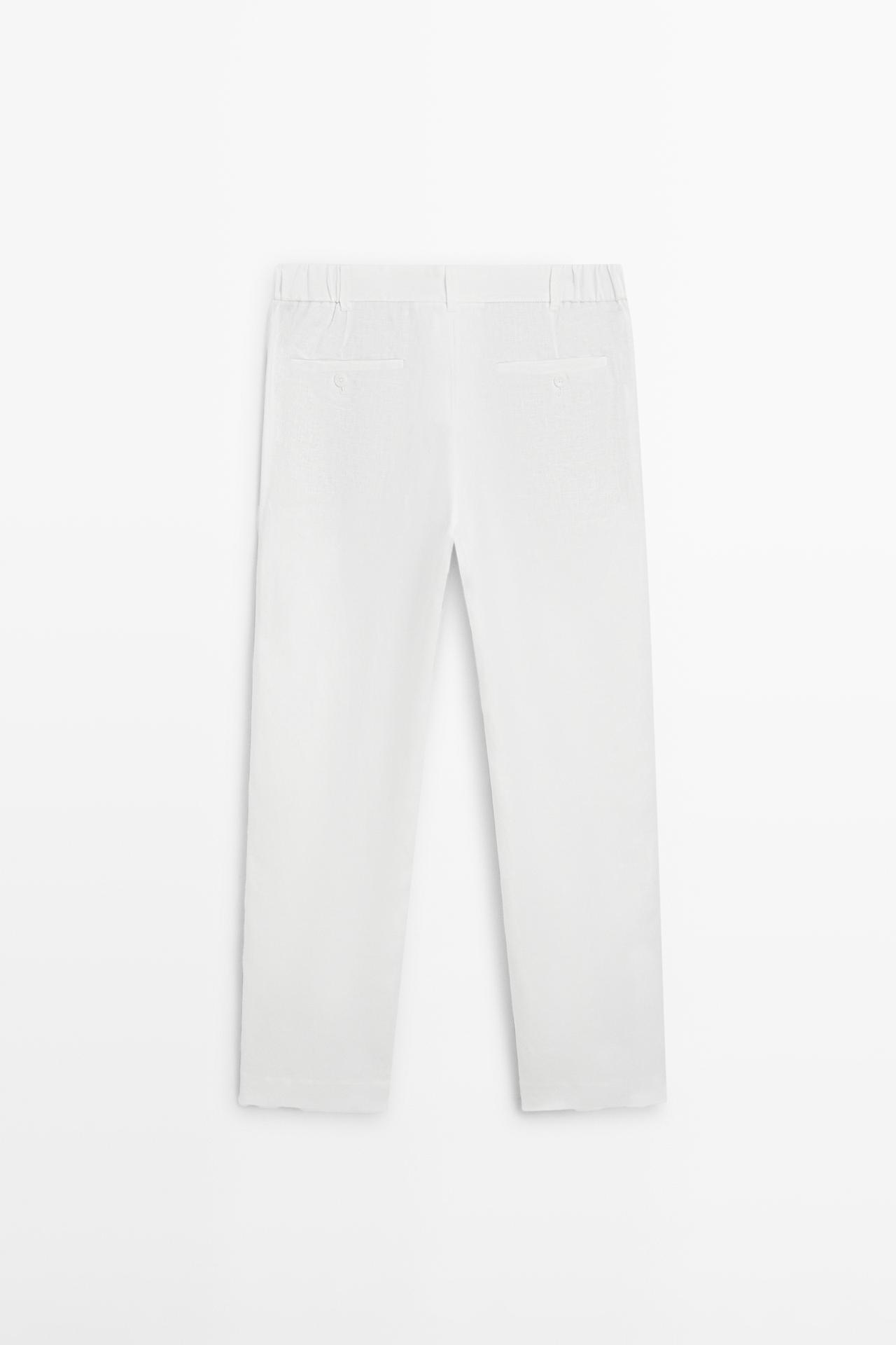 Tapered fit linen pants — WHITE
