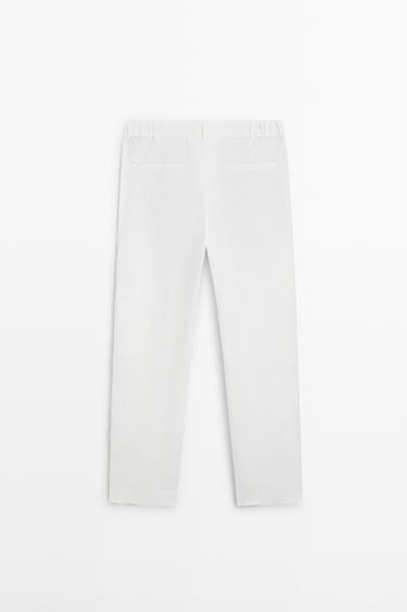 Tapered fit linen pants — WHITE 6