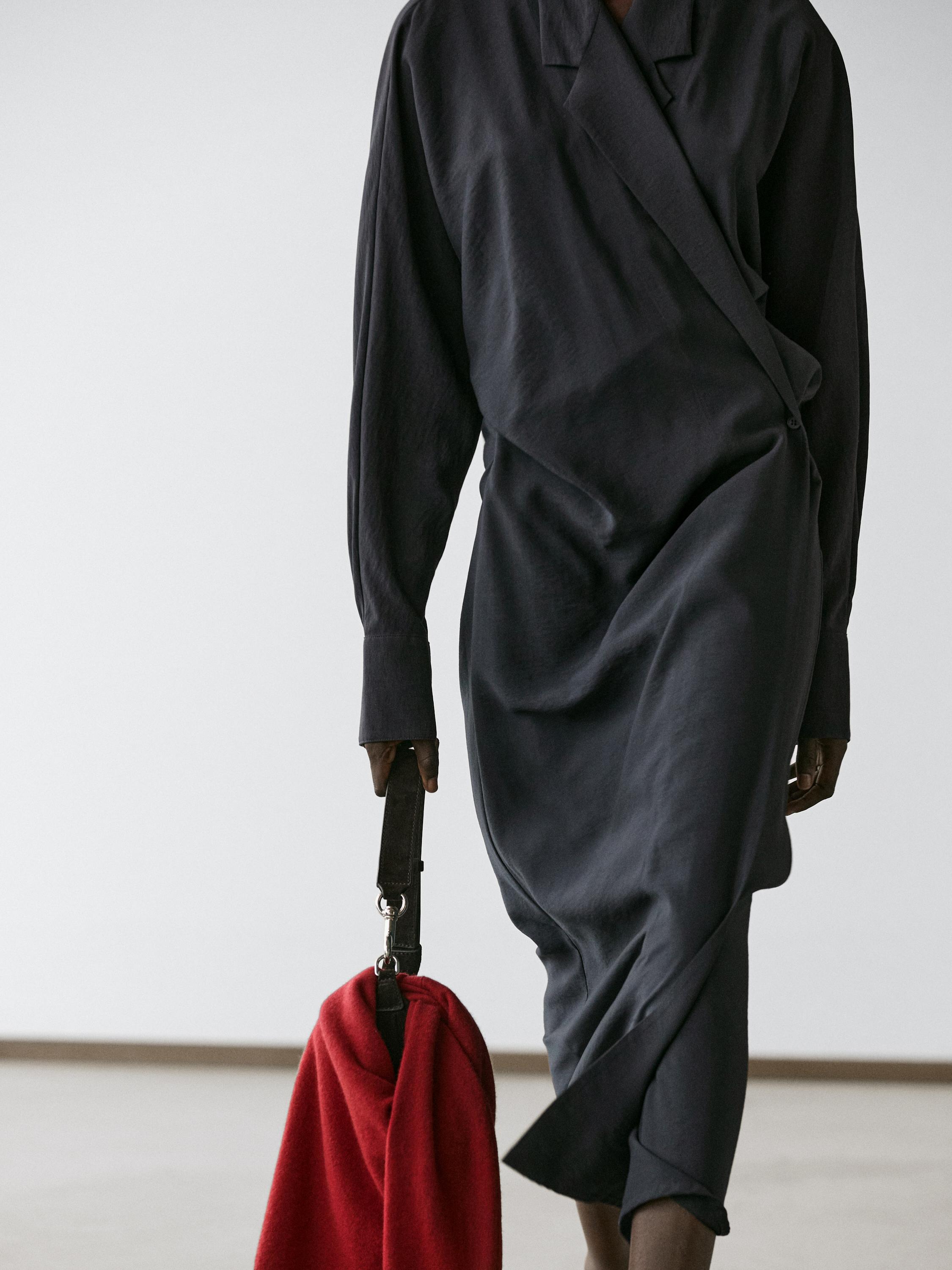 Midi dress with draped detail — LEAD