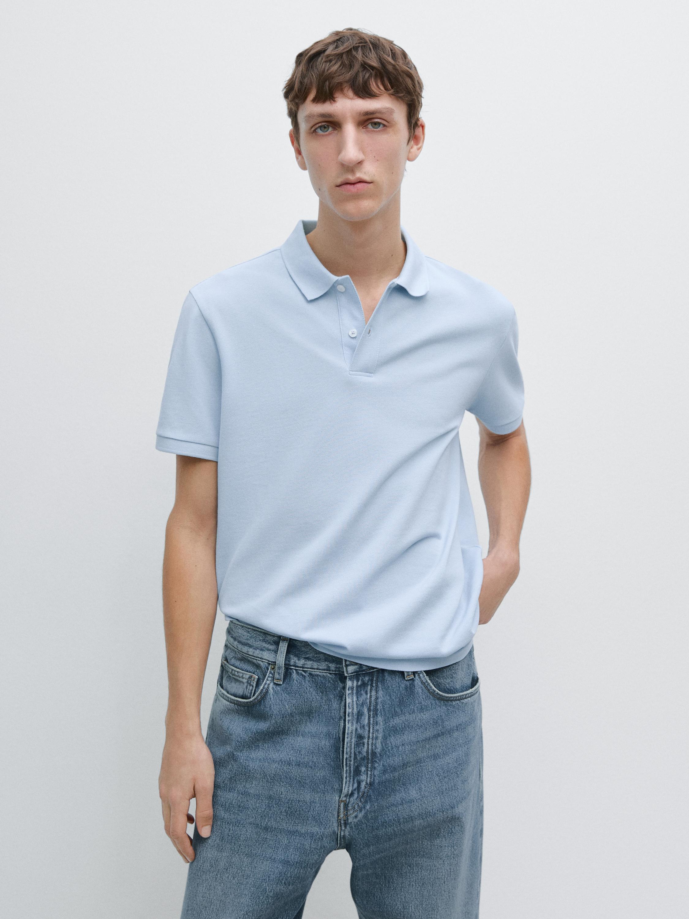 Micro textured cotton polo shirt