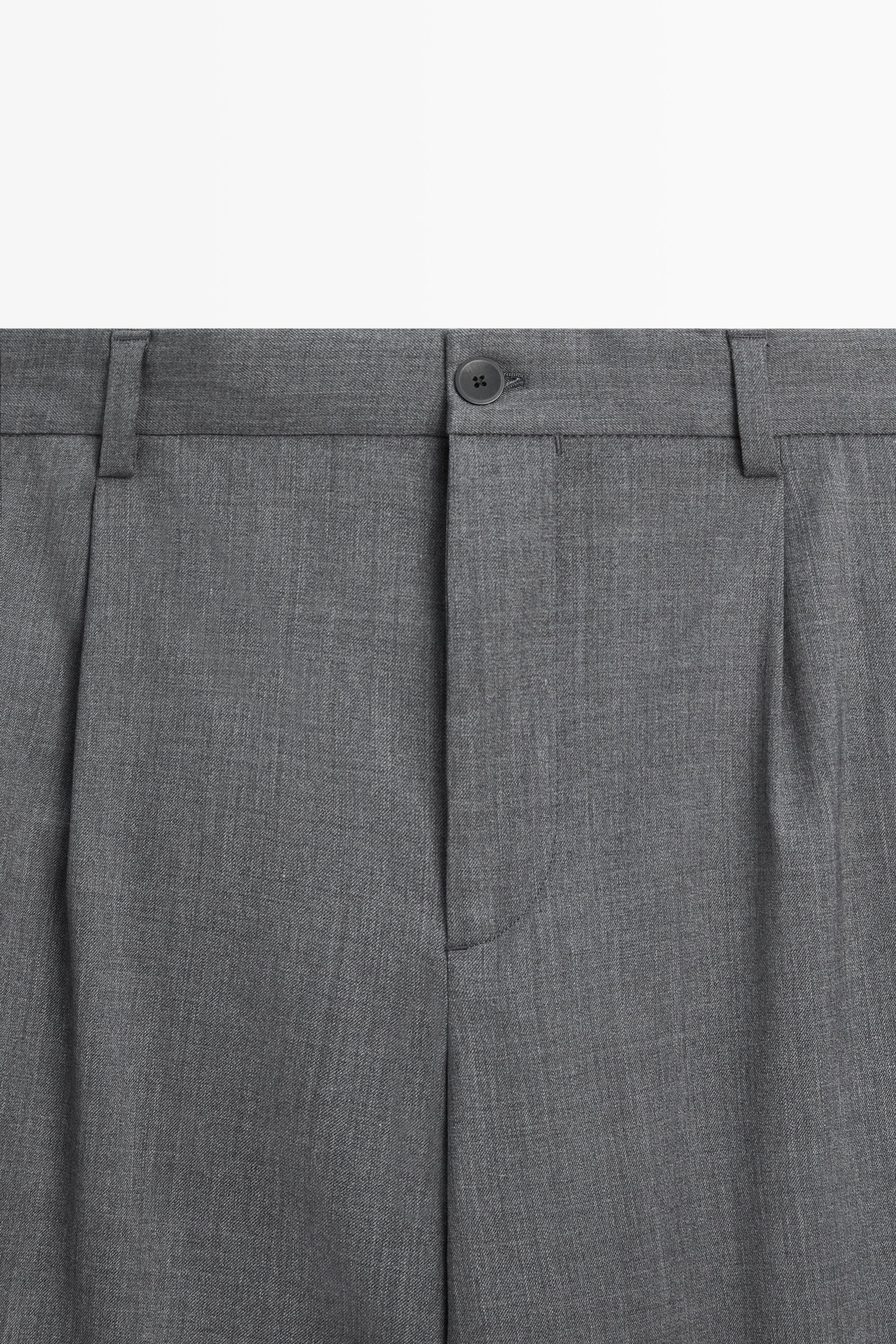 Wool blend cool wool darted pants — MEDIUM GREY