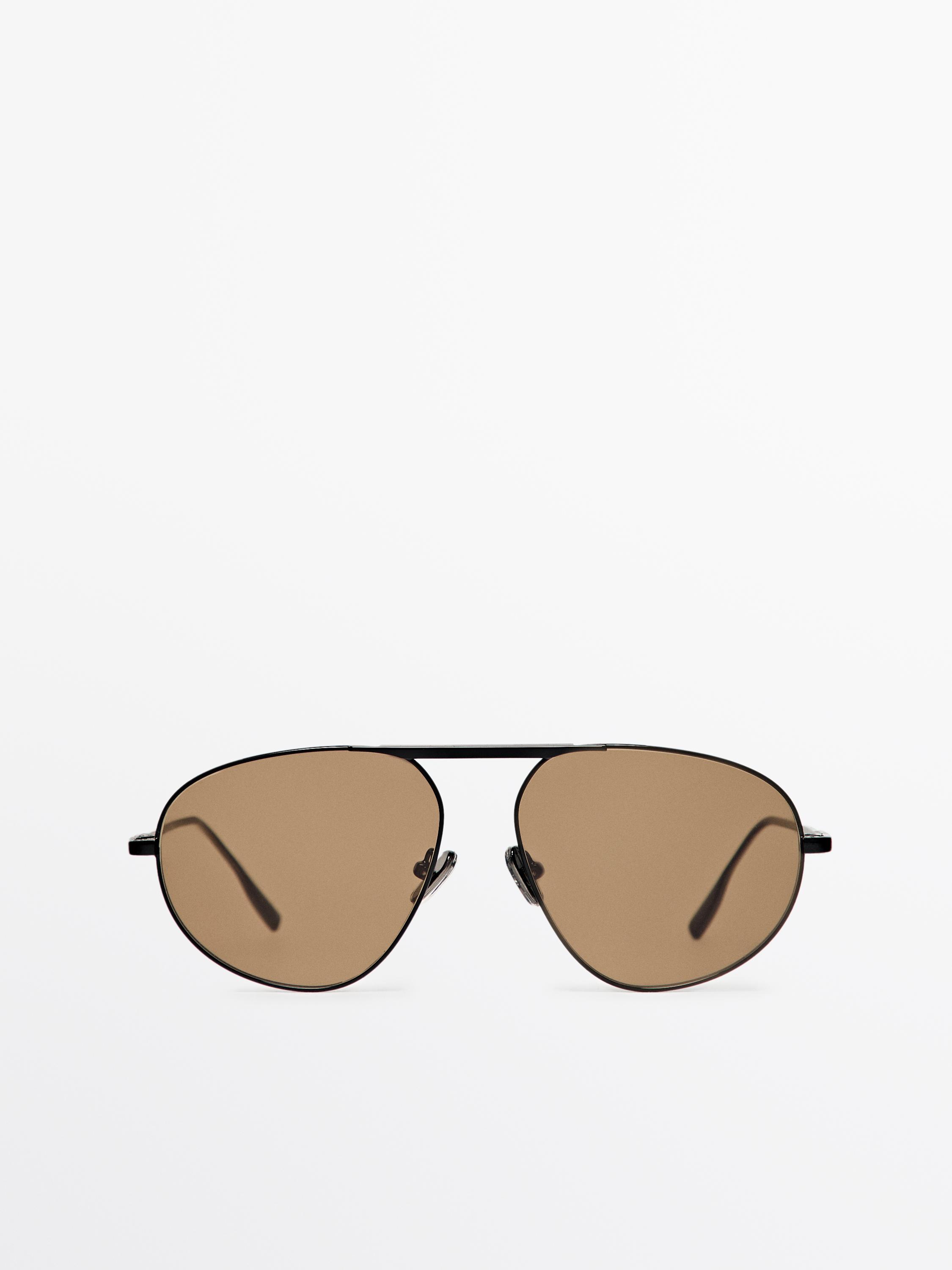 Metal aviator sunglasses — BLACK