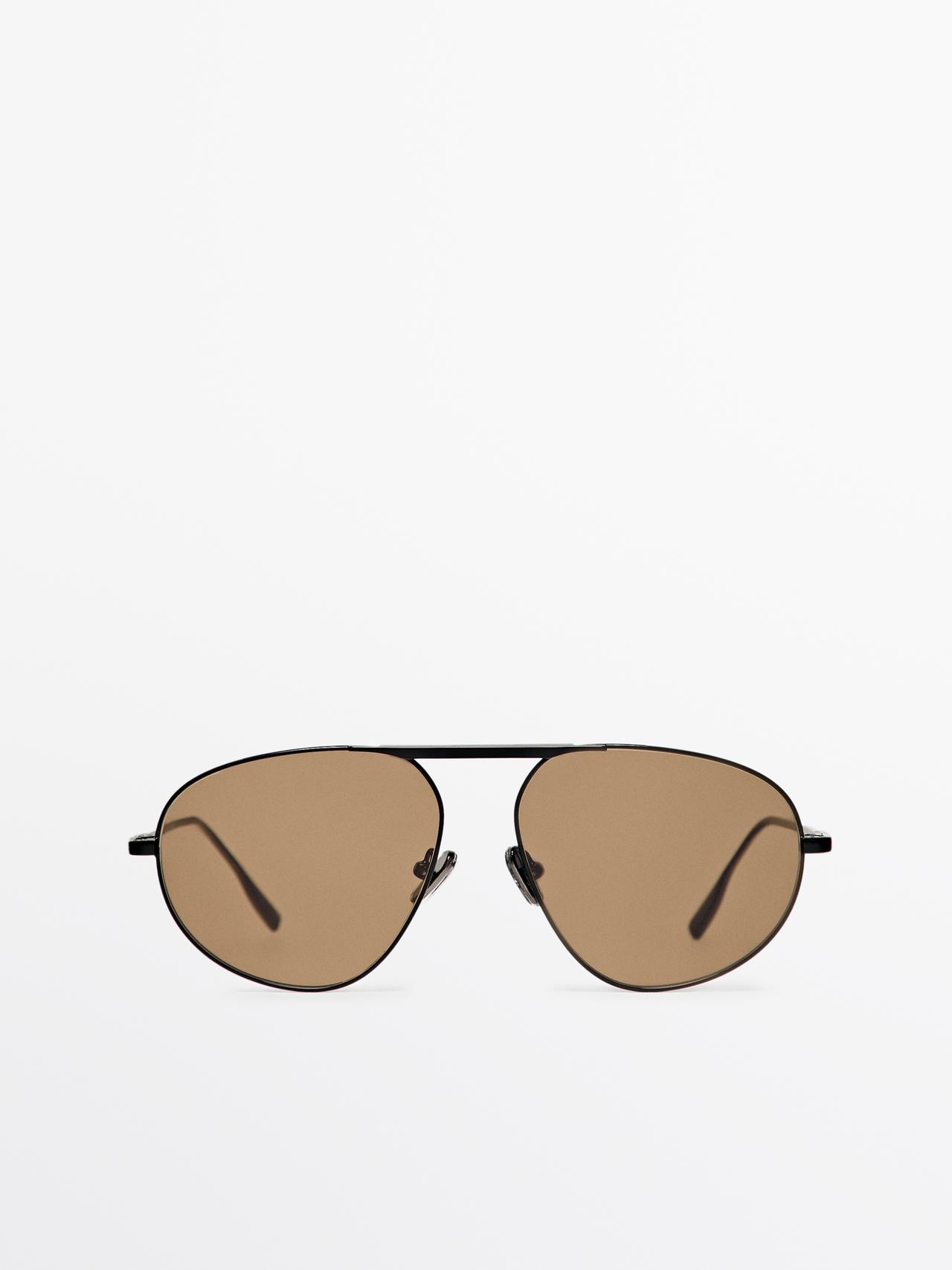 Metal aviator sunglasses — BLACK