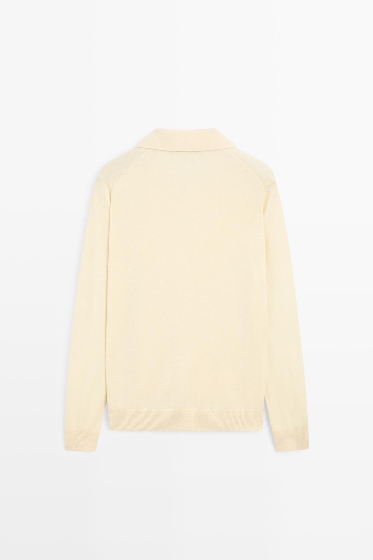 100% cashmere knit polo sweater — CREAM