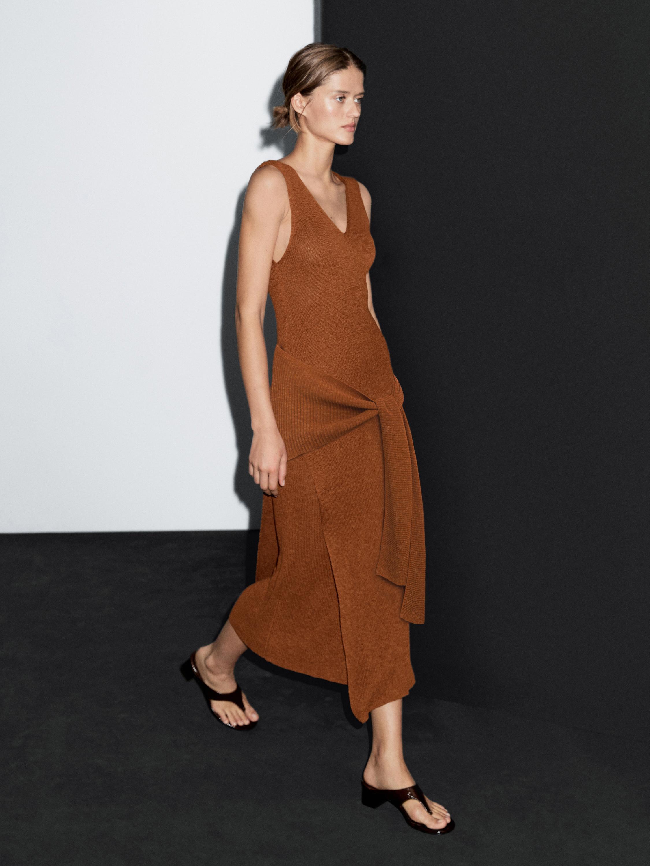 Long knit crossover dress