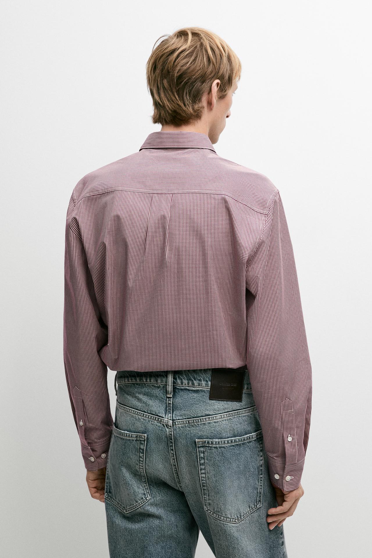 Regular fit gingham shirt — DARK PINK