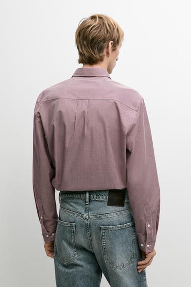 Regular fit gingham shirt — DARK PINK 5