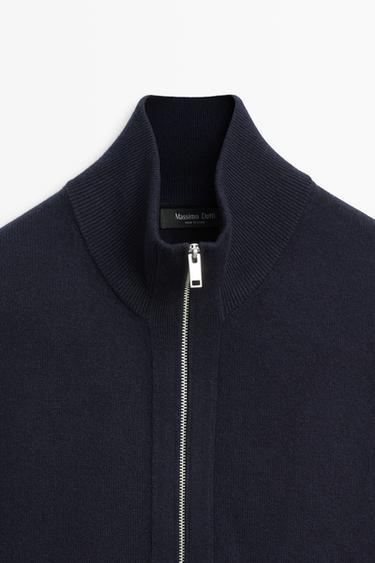 Wool blend cardigan with zip detail — NAVY BLUE 4