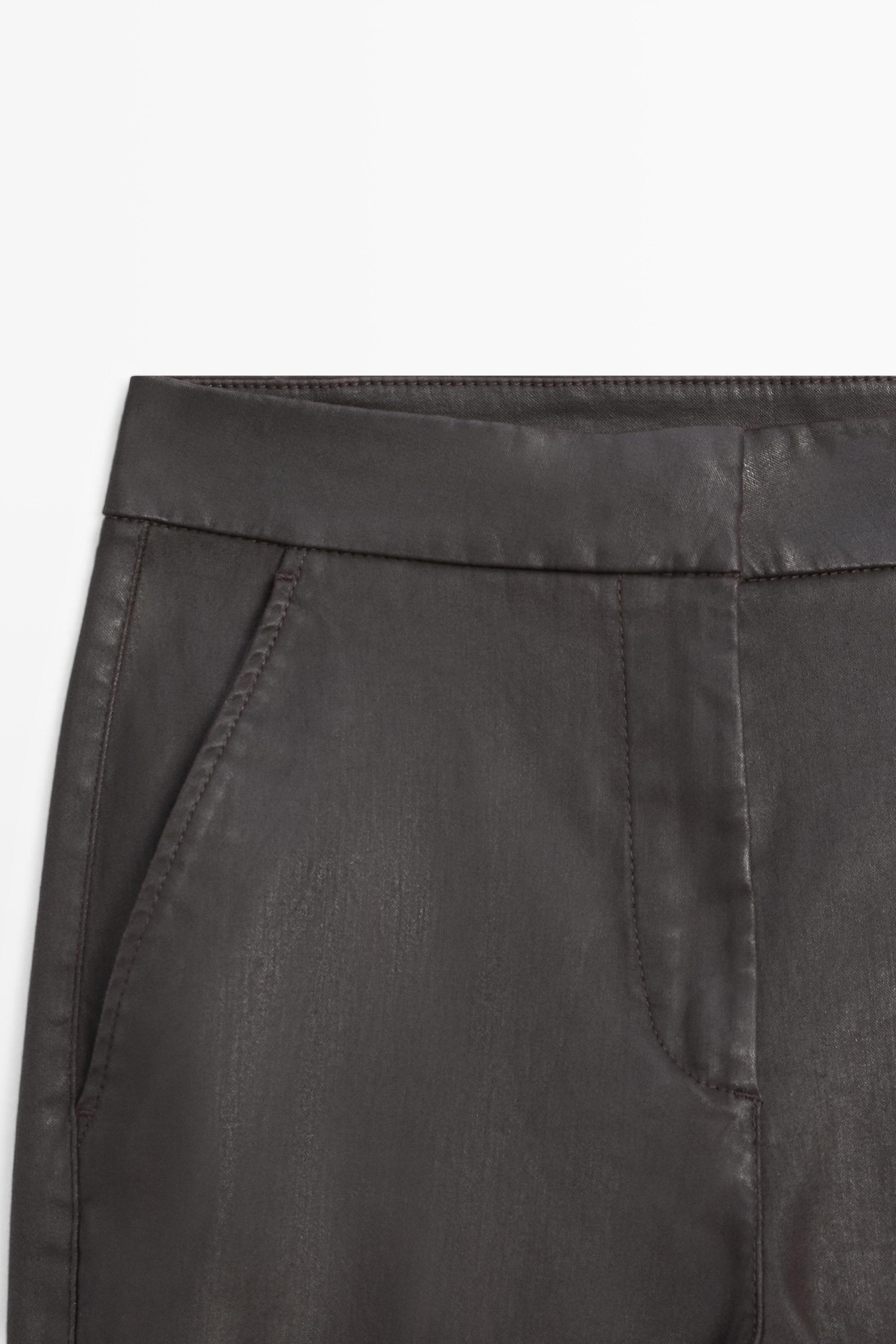 Waxed flare fit trousers — BROWN