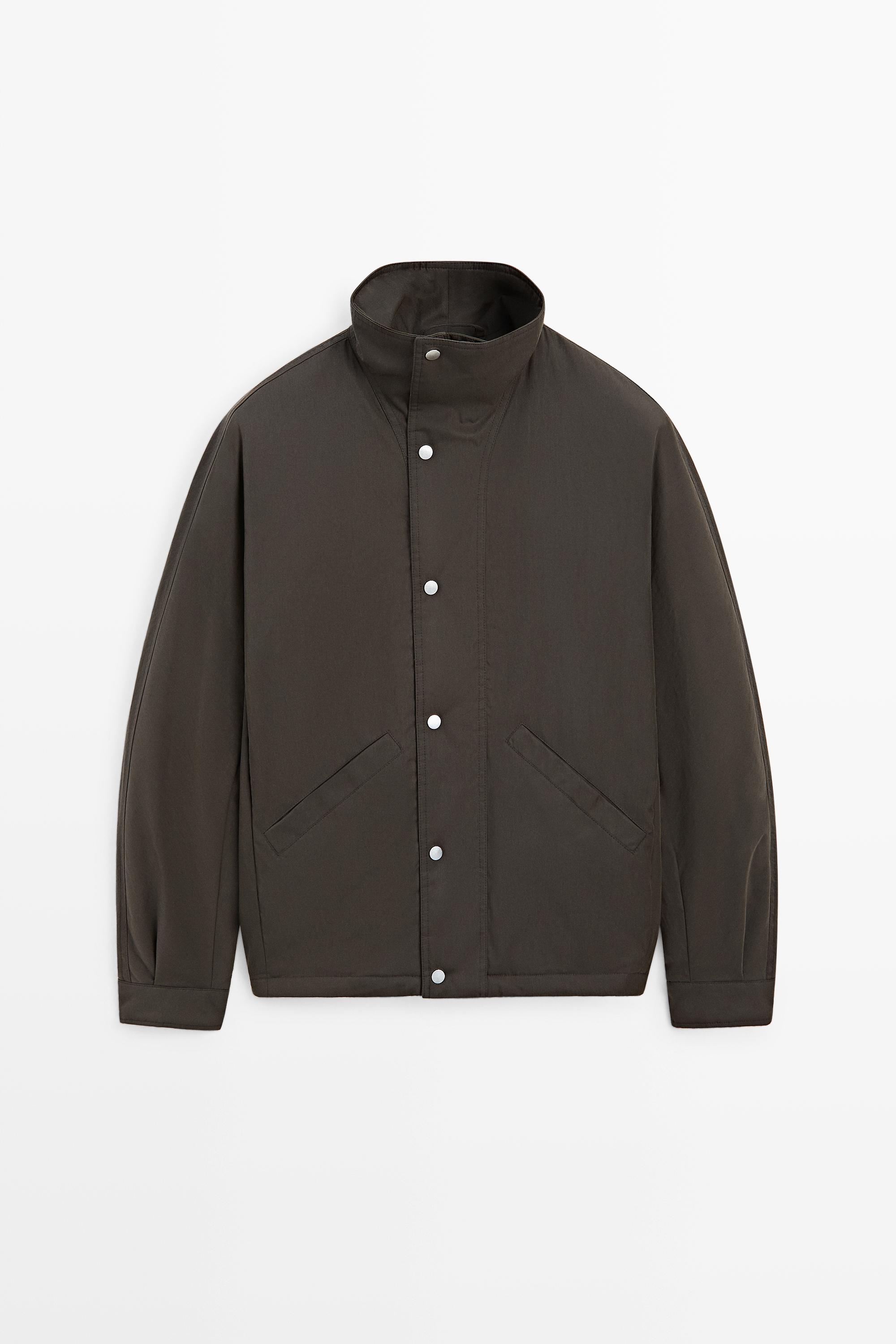 Cotton blend funnel neck jacket