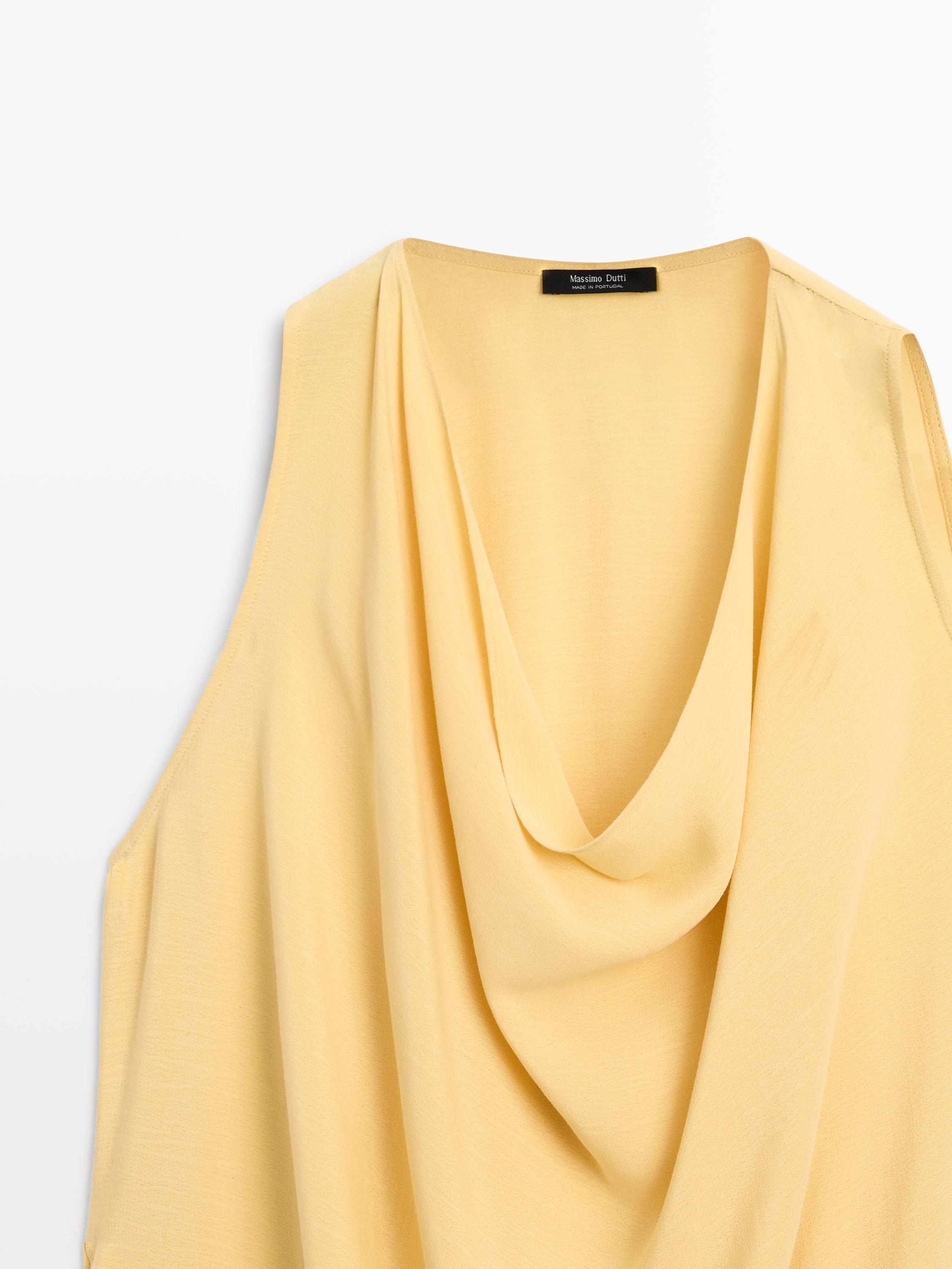 Long flowing asymmetric top — PALE YELLOW