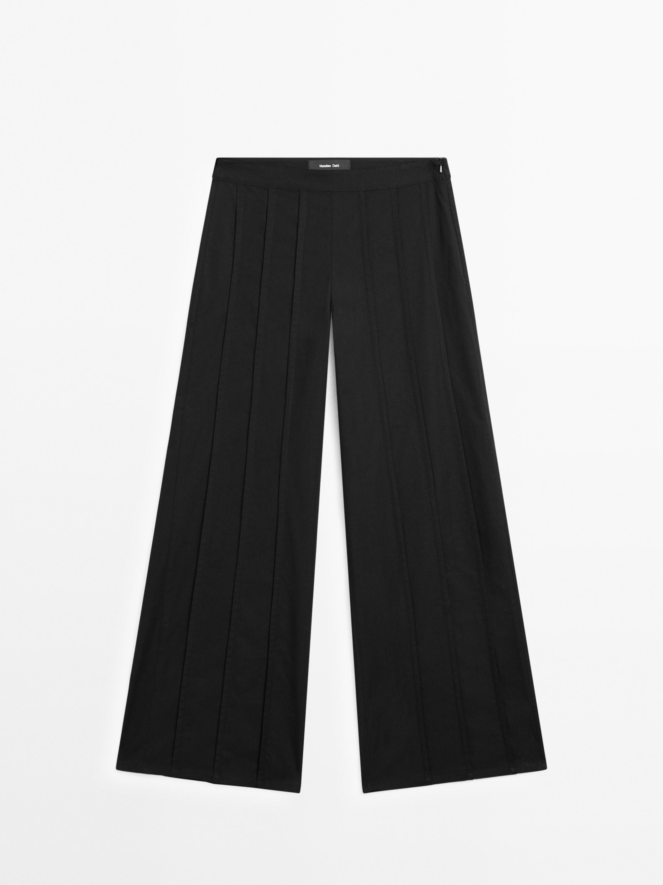 Dikiş detaylı geniş paça pantolon