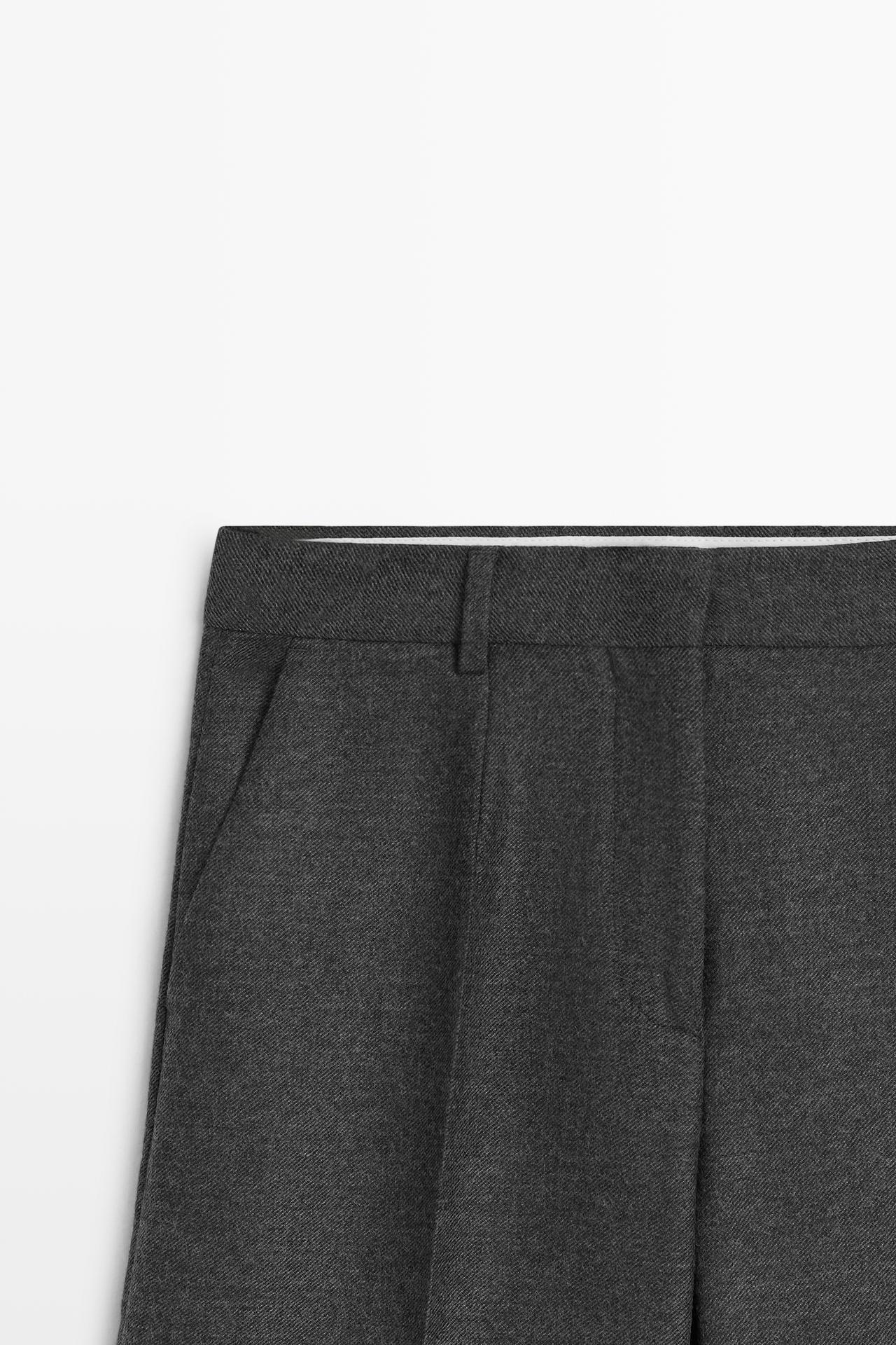 100% wool flannel suit pants — DARK GREY