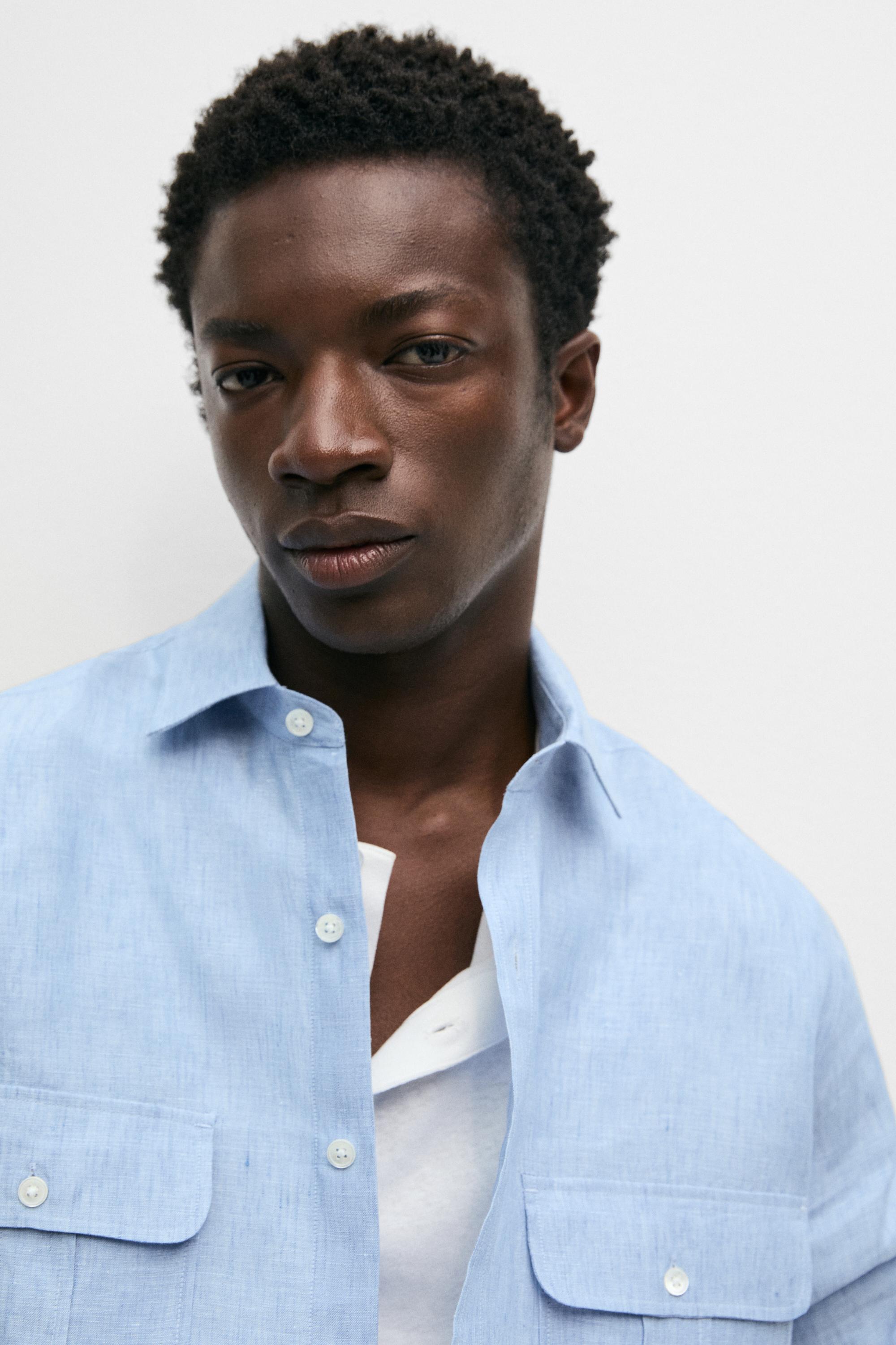 100% Linen Regular Fit Shirt — BLUE