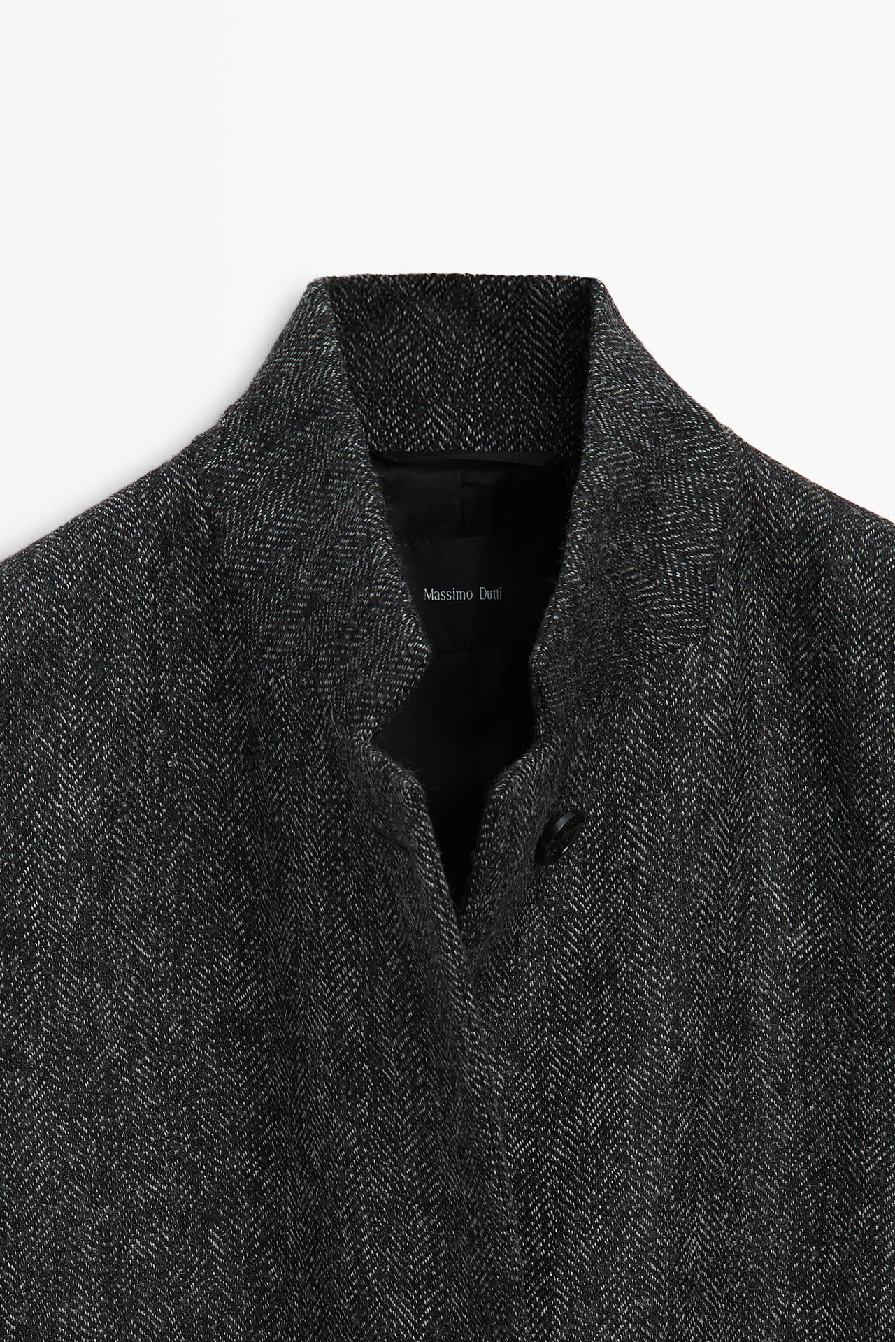 Long wool blend coat with marl finish — GREY