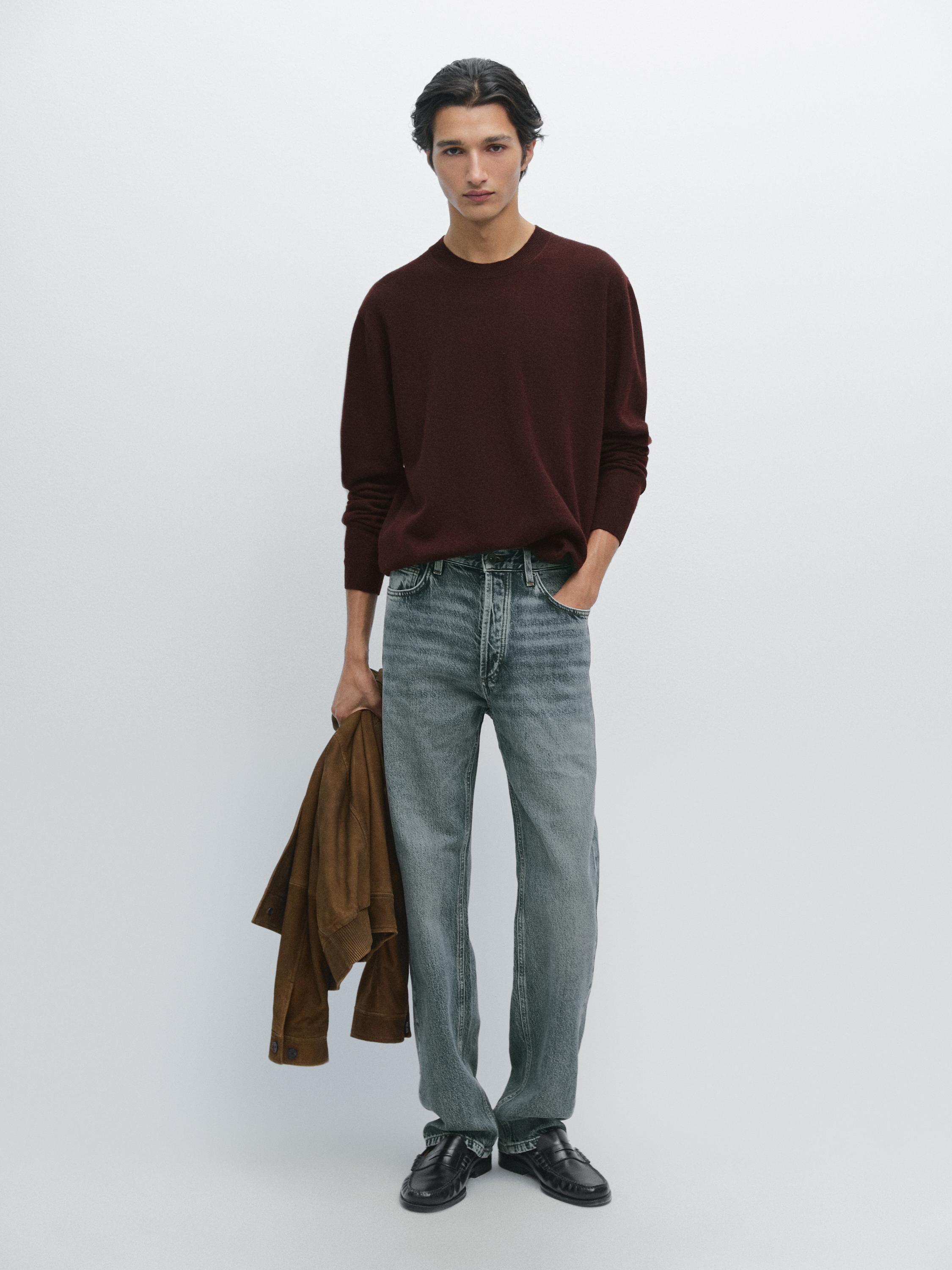 Wool blend crew neck sweater