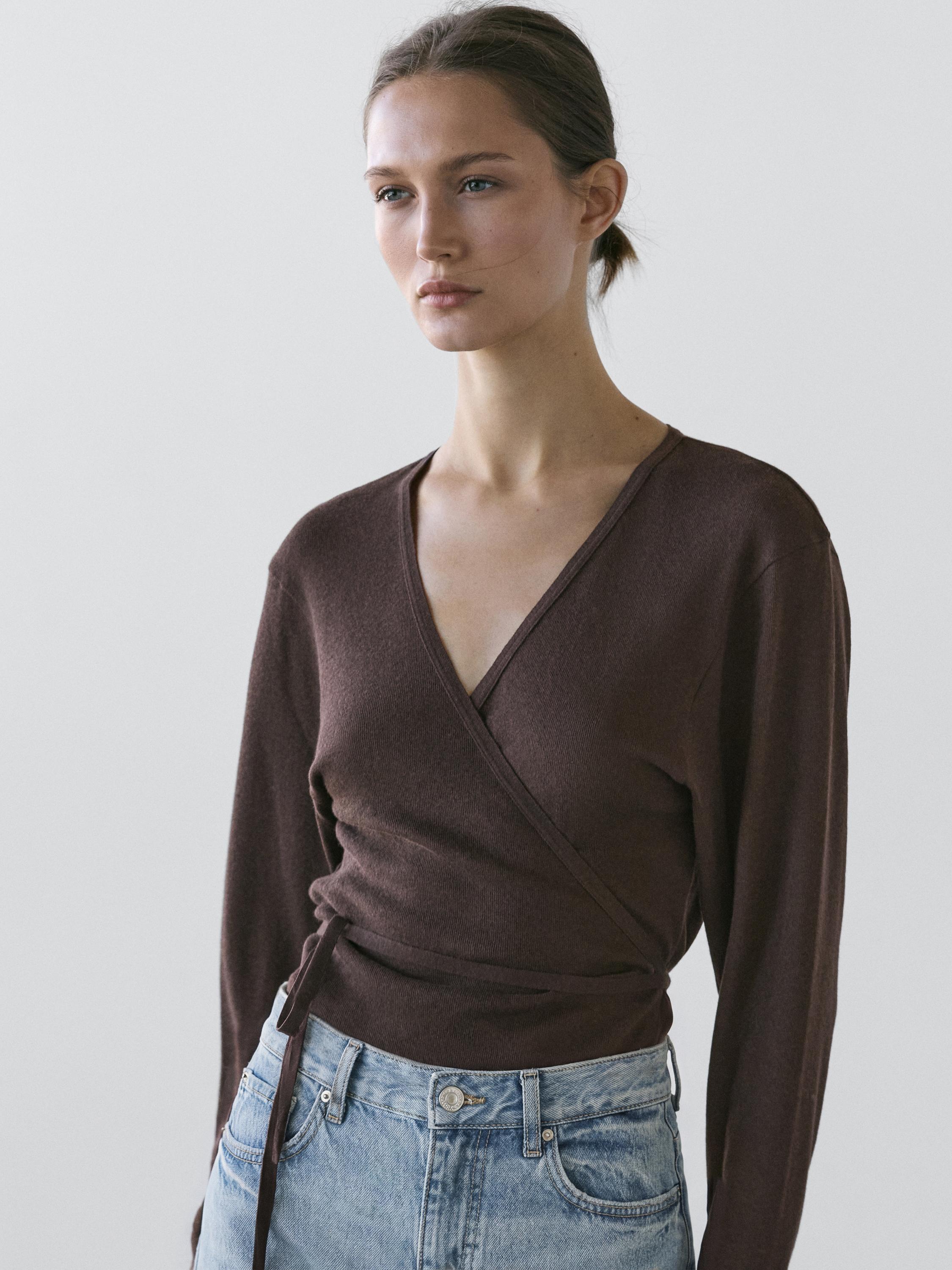 Cotton blend wrap jacket