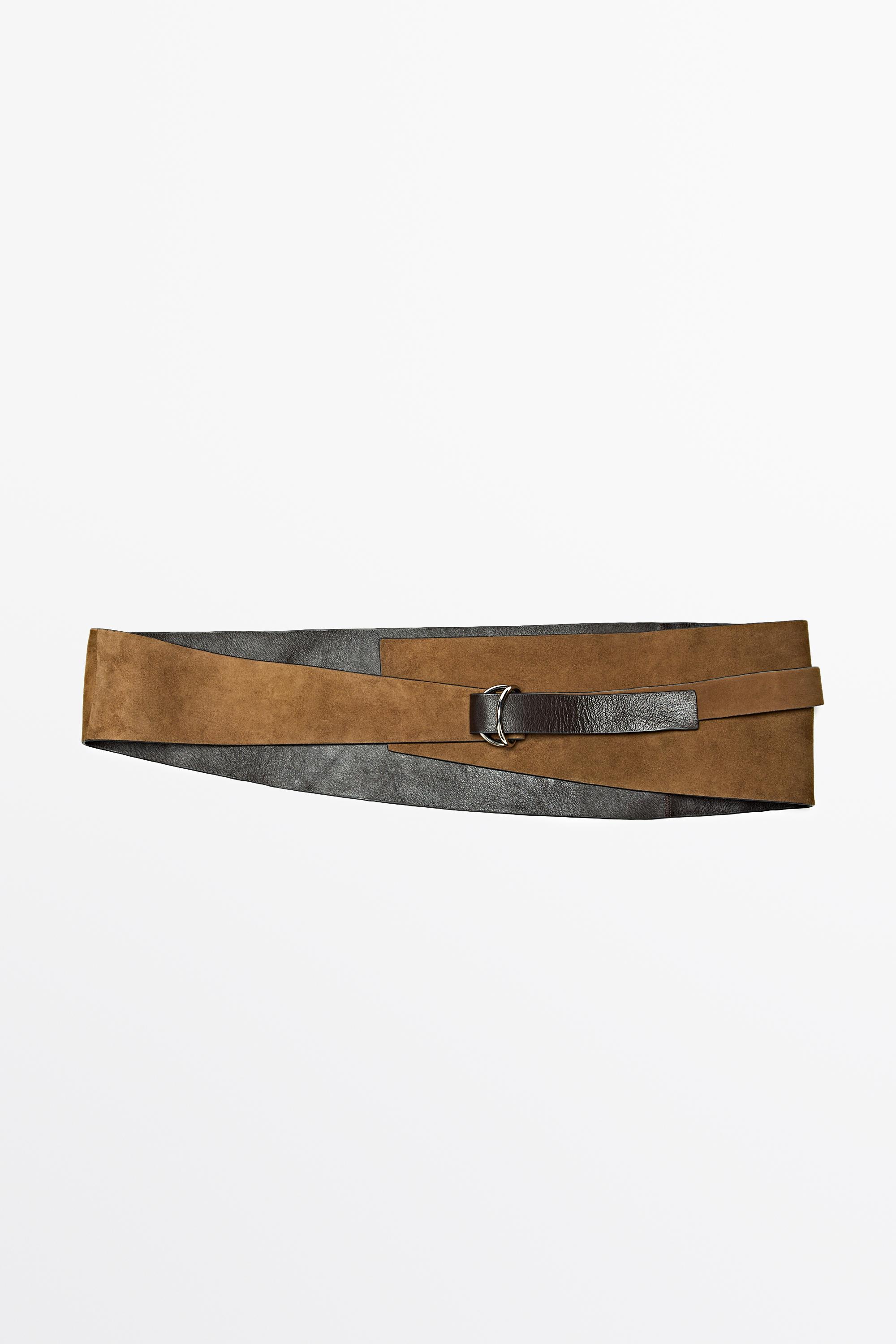Split leather sash belt — SAND