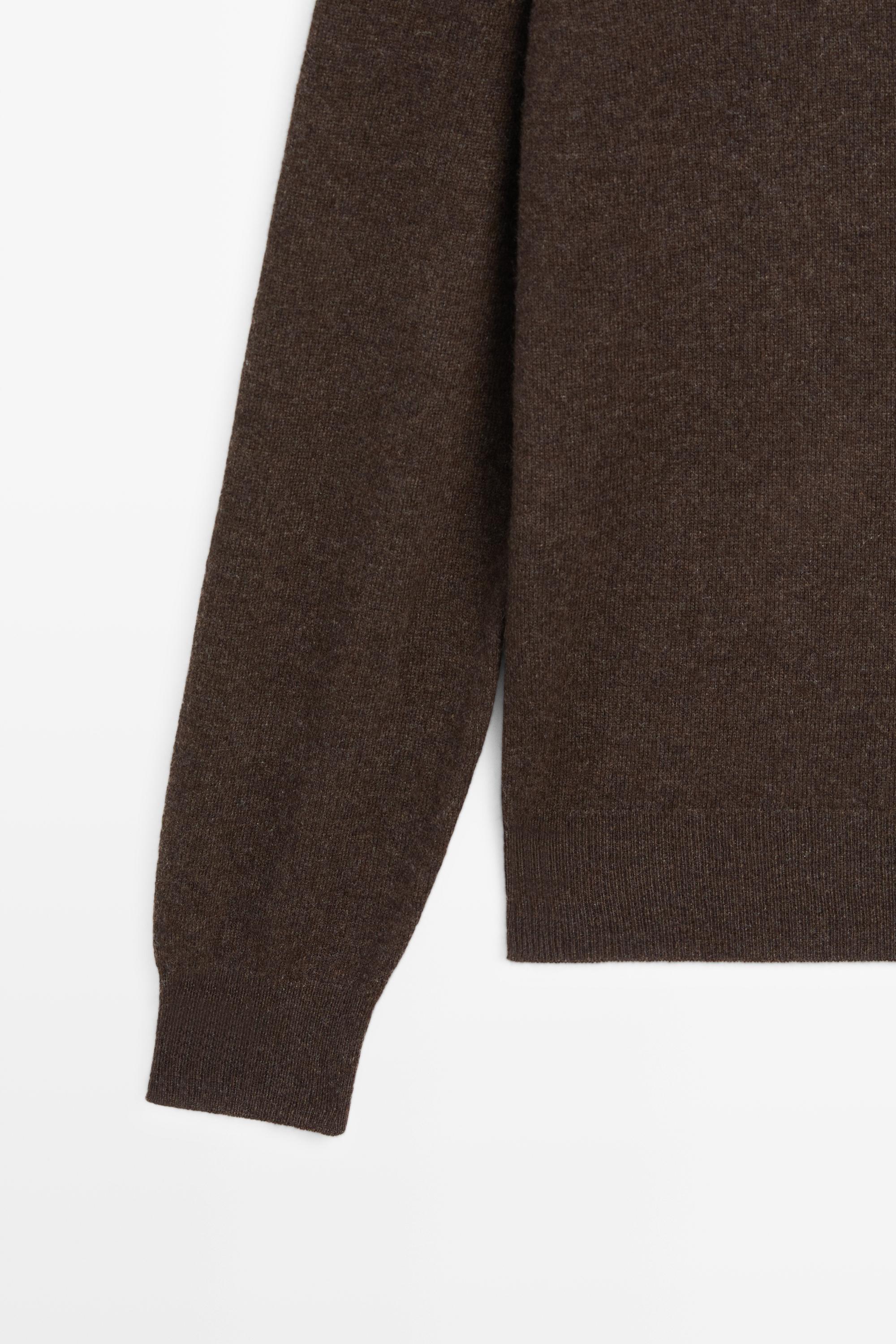 100% cashmere ribbed knit sweater — BROWN MARL