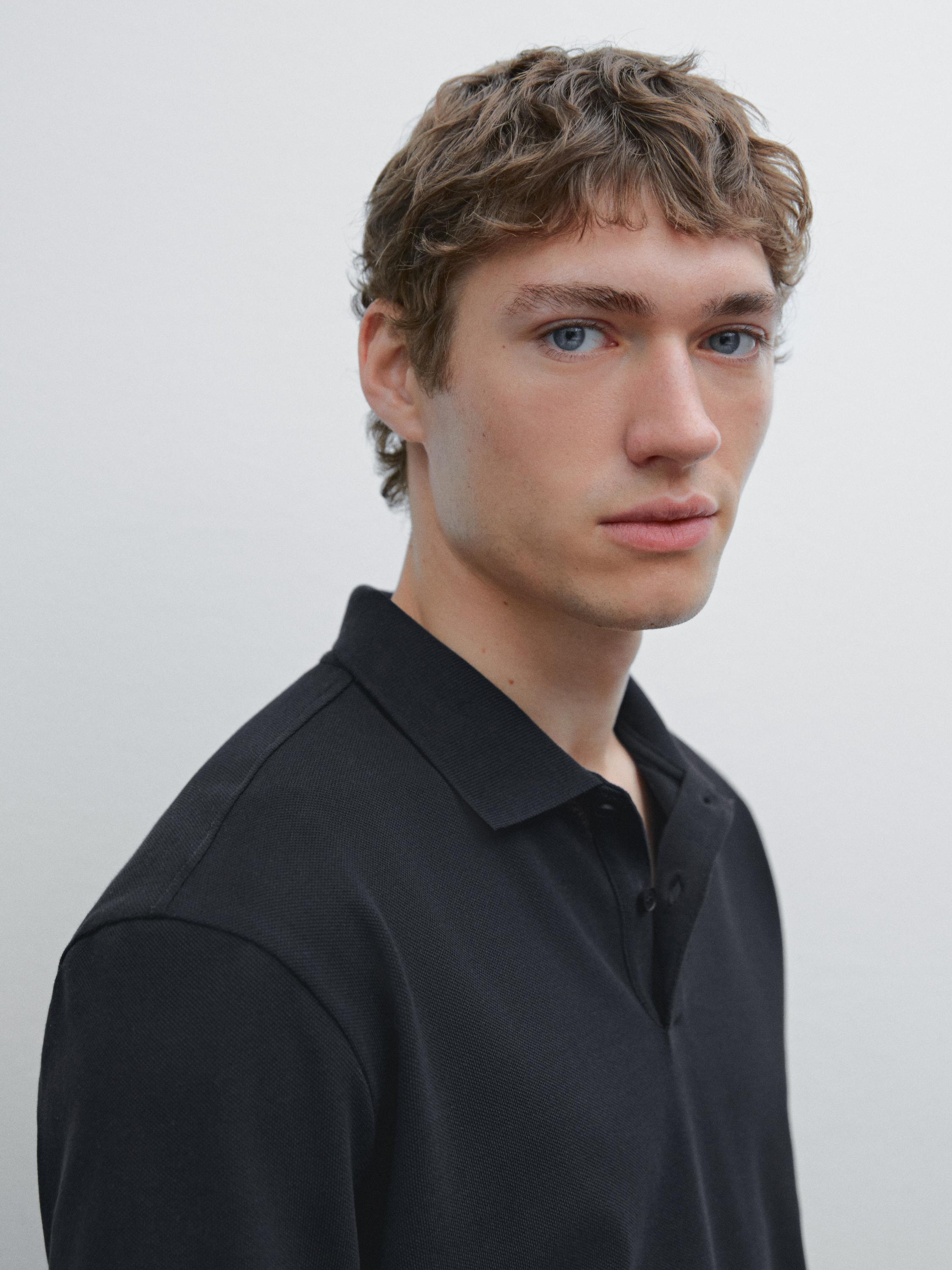 Polo micro-texture en piqué de coton