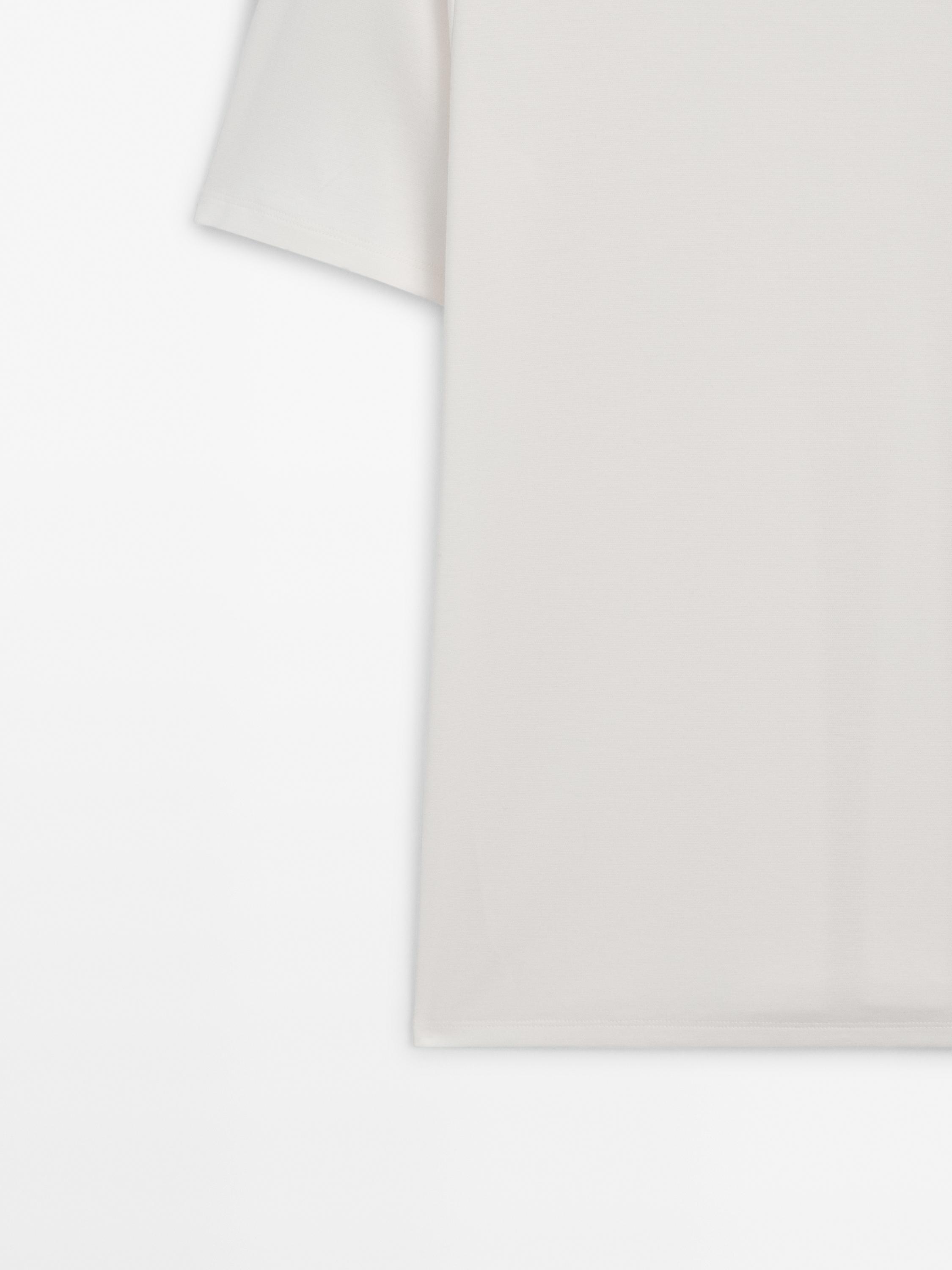 Short sleeve cotton and silk T-shirt — CREAM