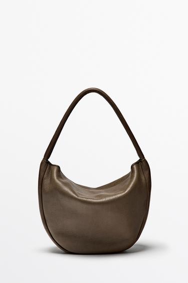 Nappa leather mini slouch bag — KHAKI 2