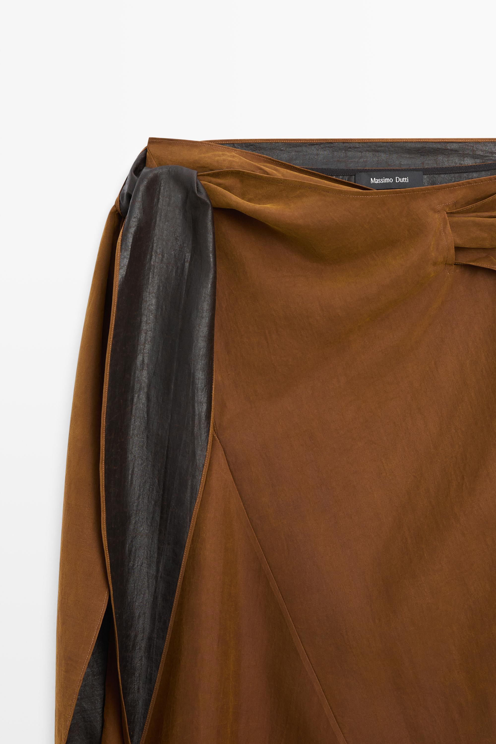 Midi skirt with pareo tie detail — BEIGE