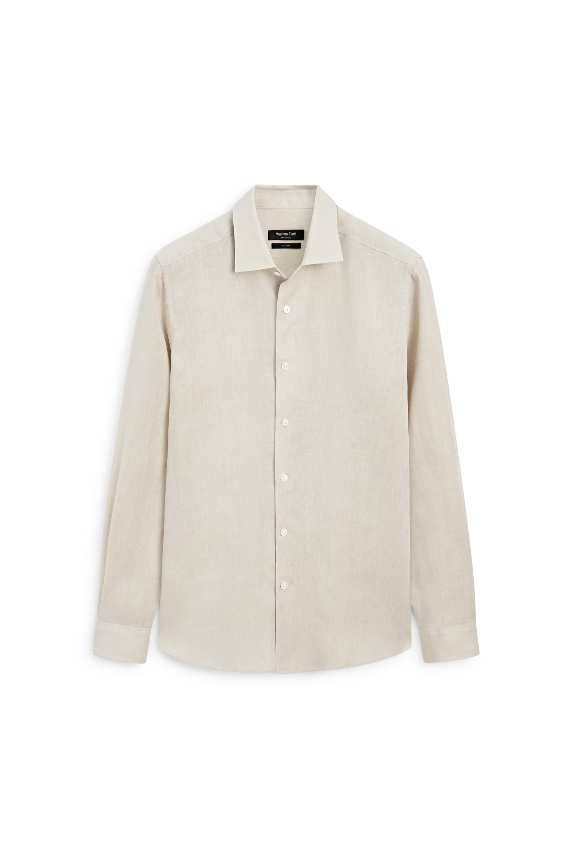 Regular fit 100% extra-fine linen shirt — BEIGE