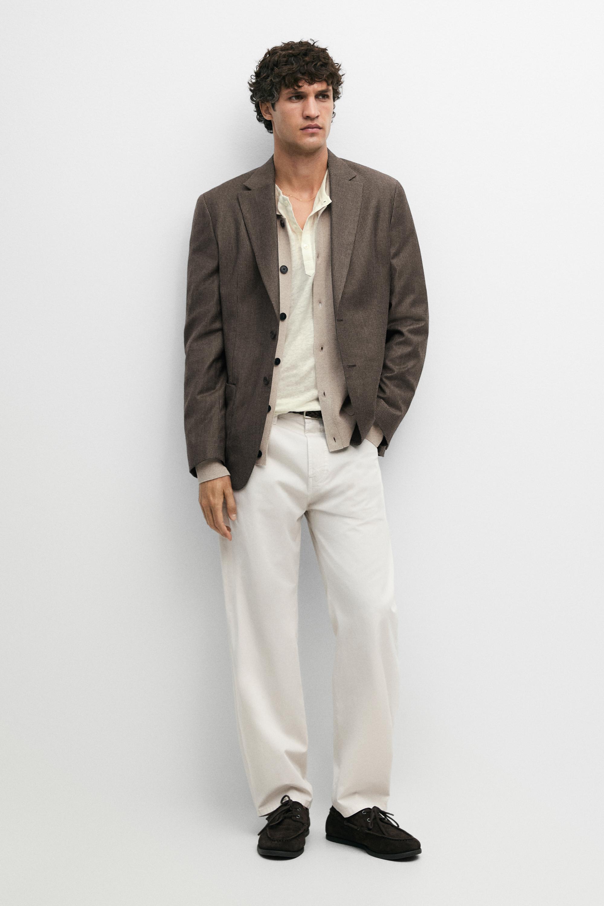 Wool-blend blazer with pocket details — BROWN