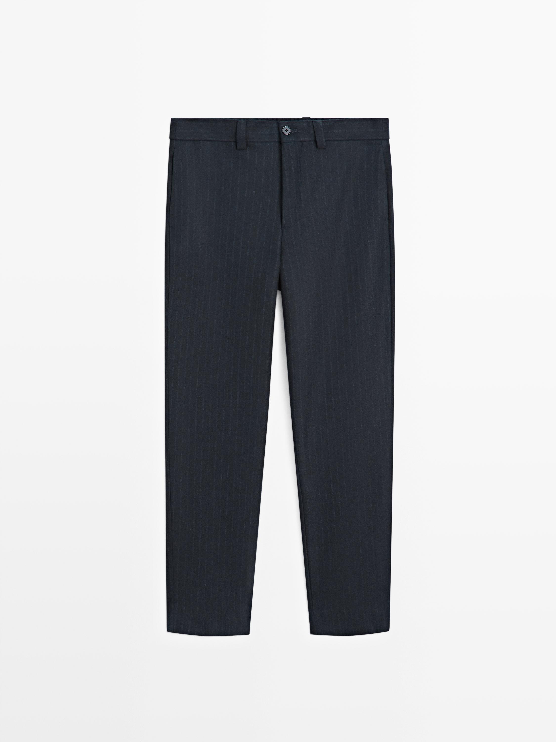 Flannel trousers with double stripe