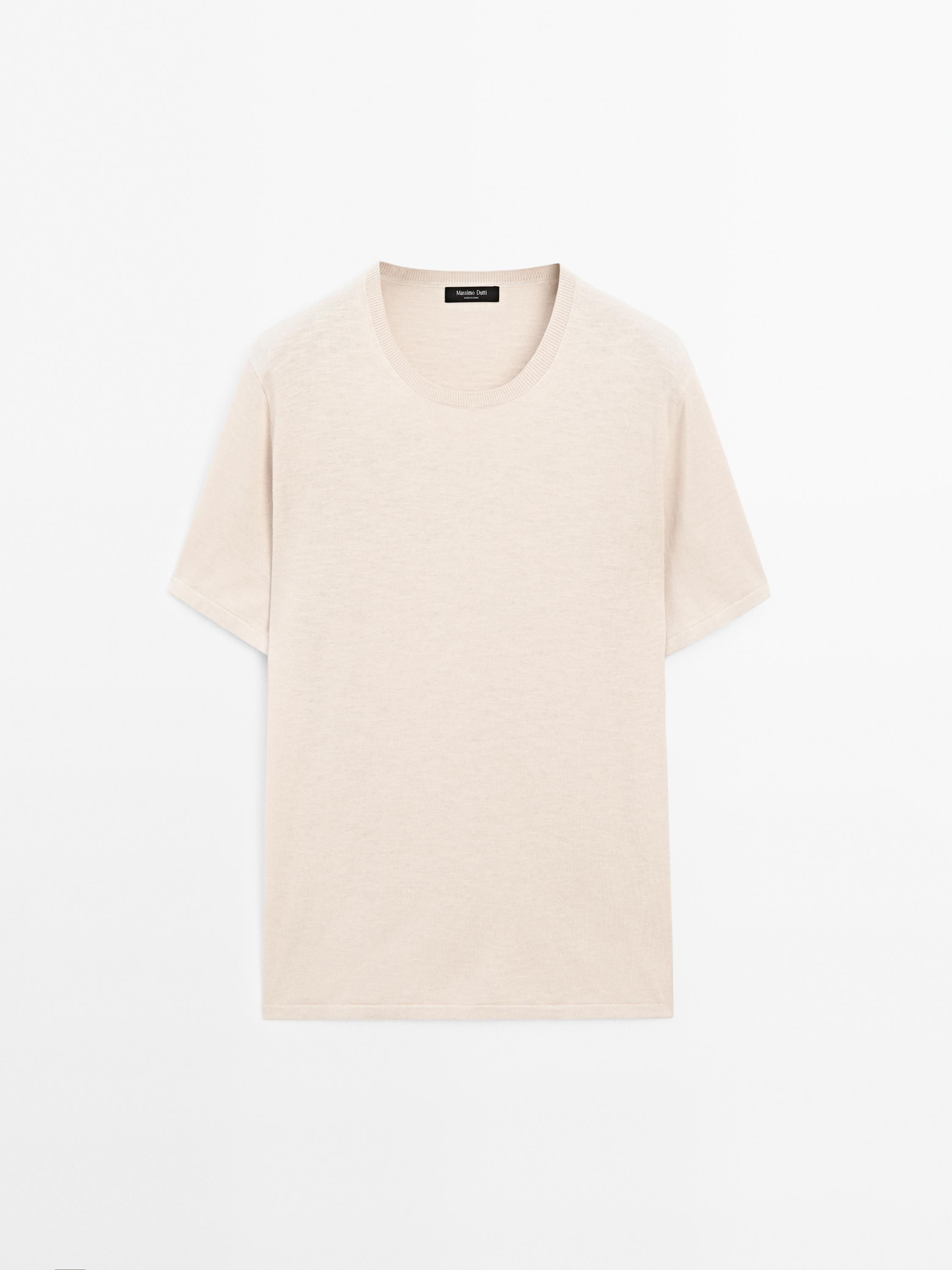 Short sleeve knitted jumper cotton blend